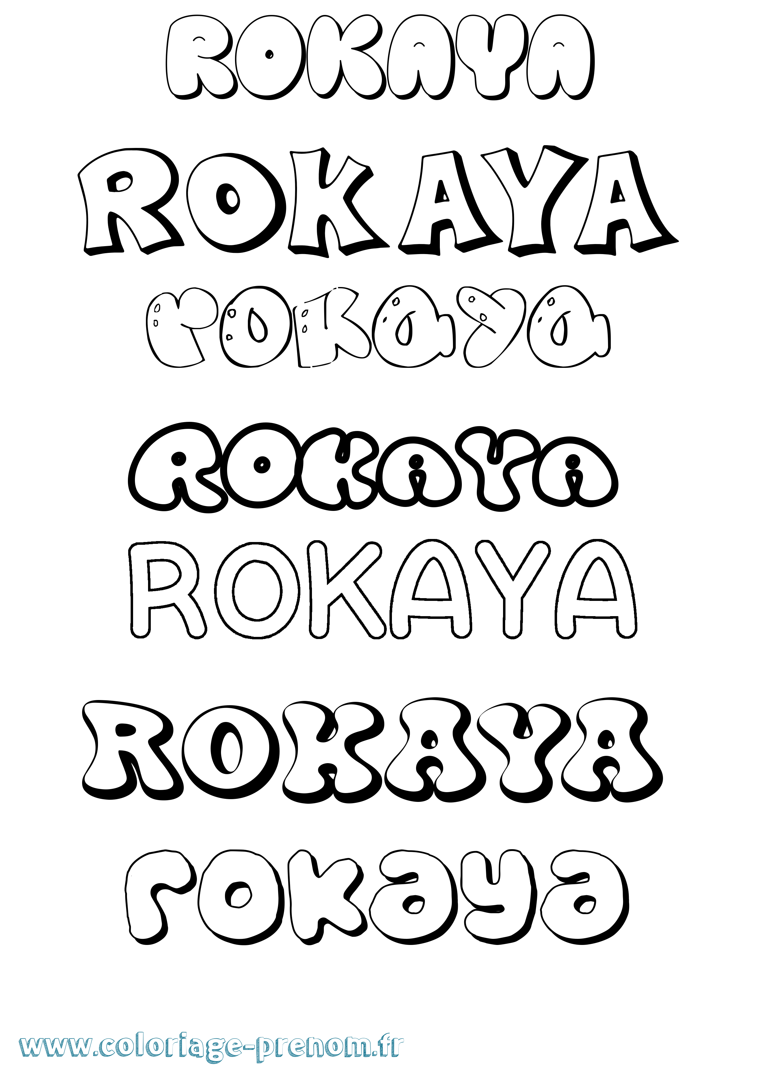 Coloriage Rokaya Bubble Coloriage prénom Rokaya Bubble