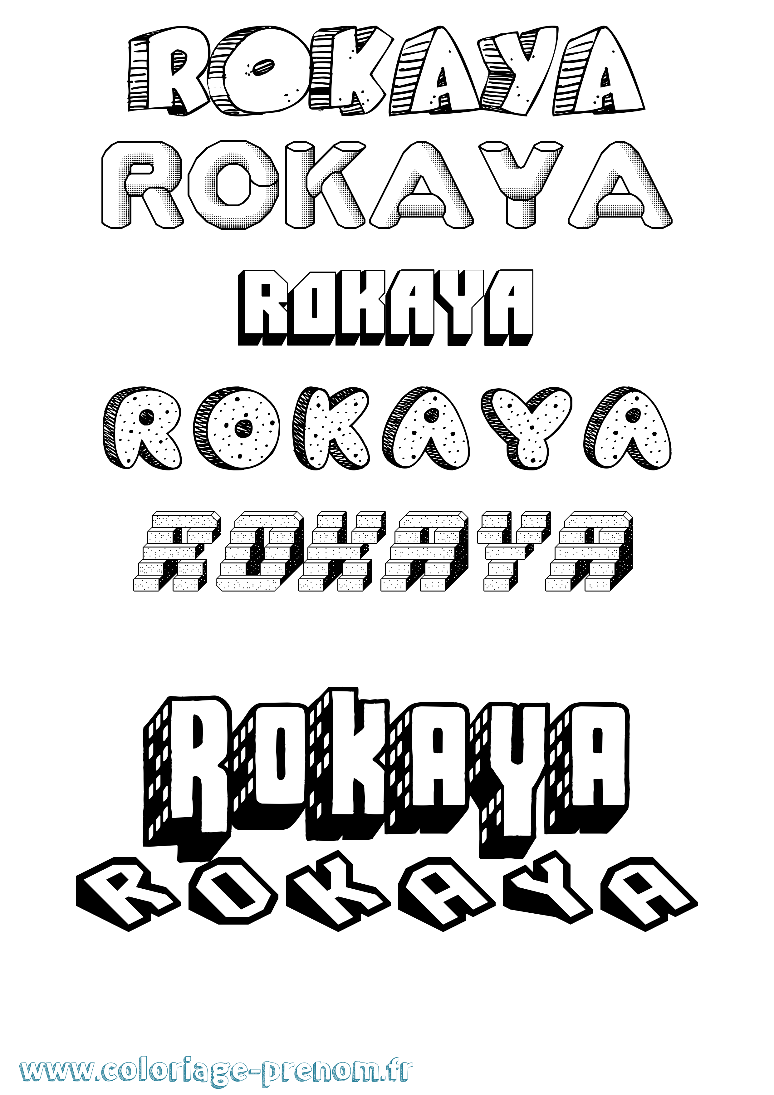 Coloriage Rokaya Effet 3D Coloriage prénom Rokaya Effet 3D