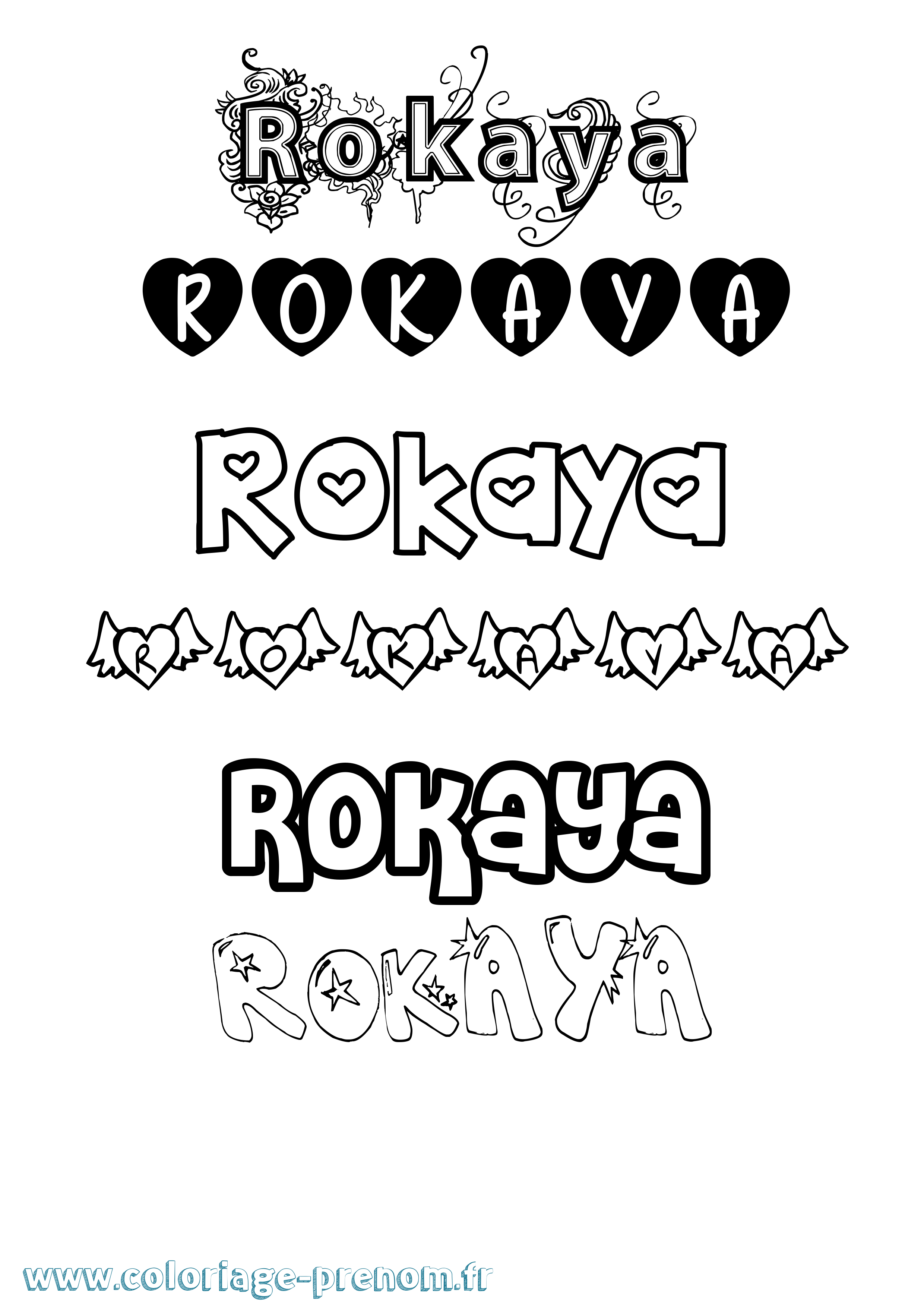 Coloriage Rokaya Girly Coloriage prénom Rokaya Girly