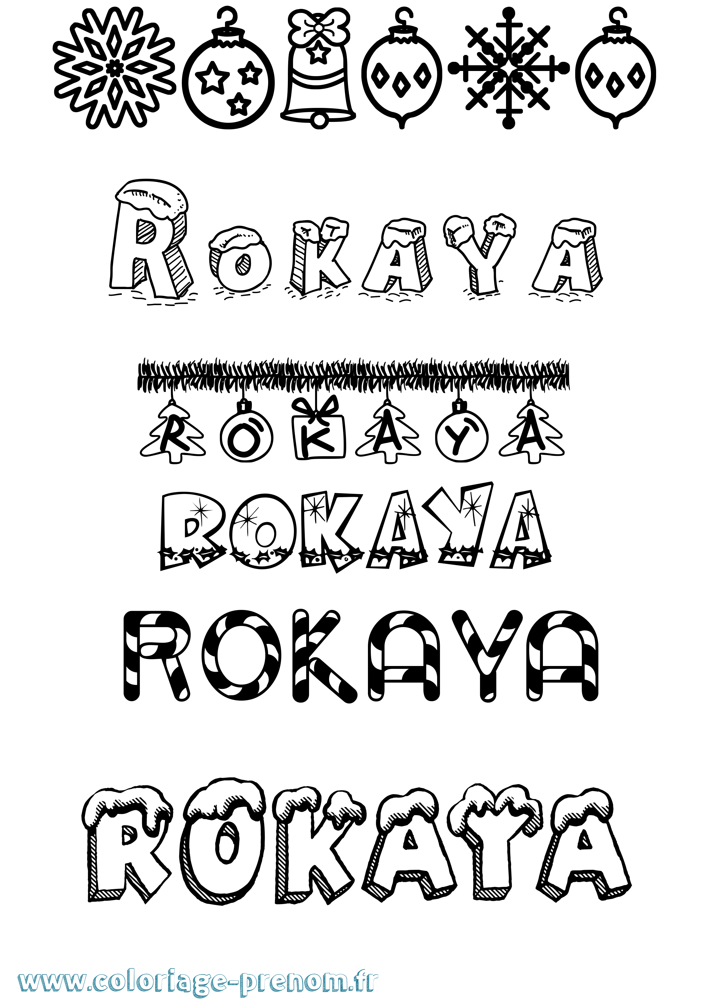 Coloriage Rokaya Noël Coloriage prénom Rokaya Noël