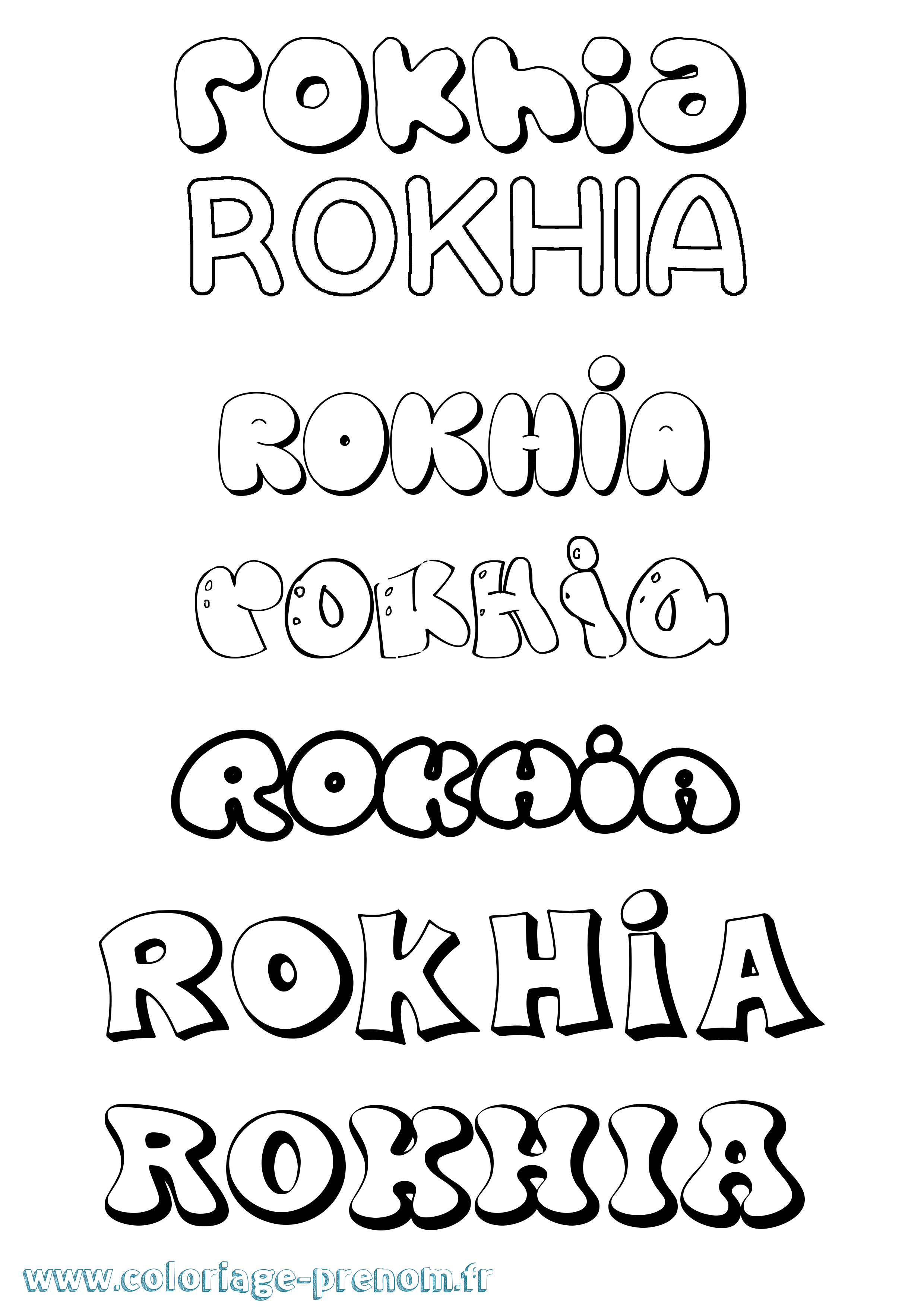 Coloriage Rokhia Bubble Coloriage prénom Rokhia Bubble