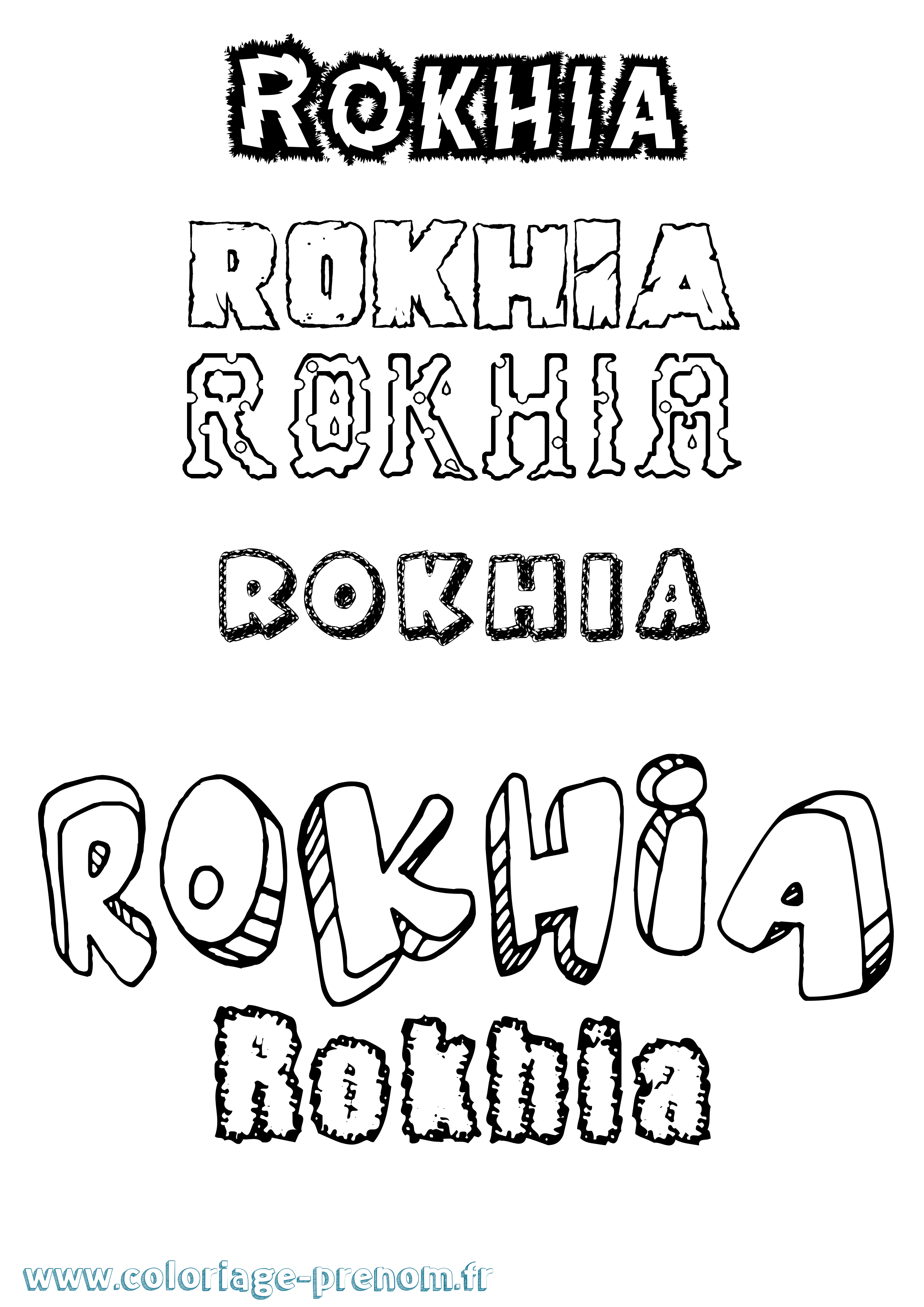 Coloriage Rokhia Destructuré Coloriage prénom Rokhia Destructuré