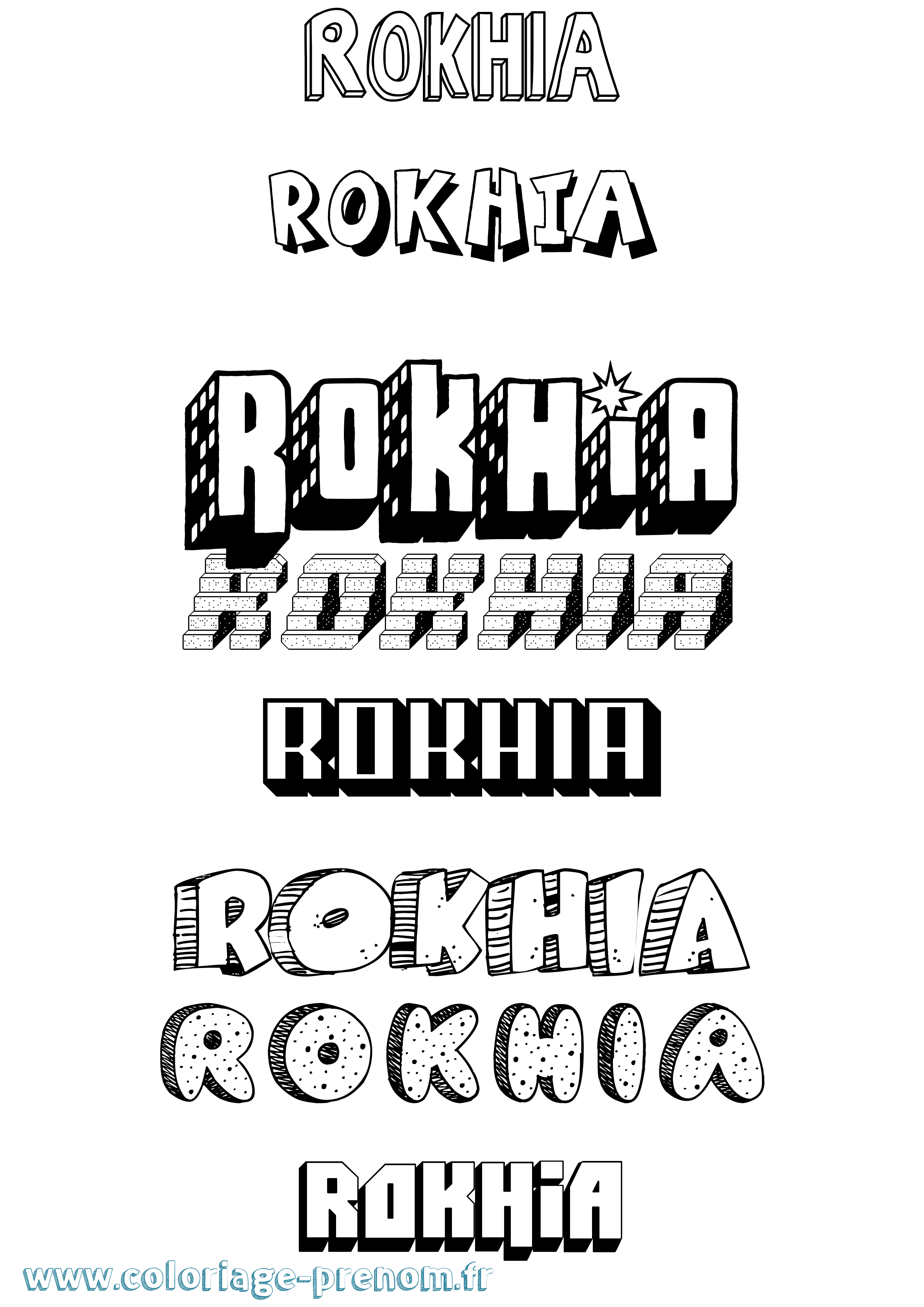Coloriage Rokhia Effet 3D Coloriage prénom Rokhia Effet 3D