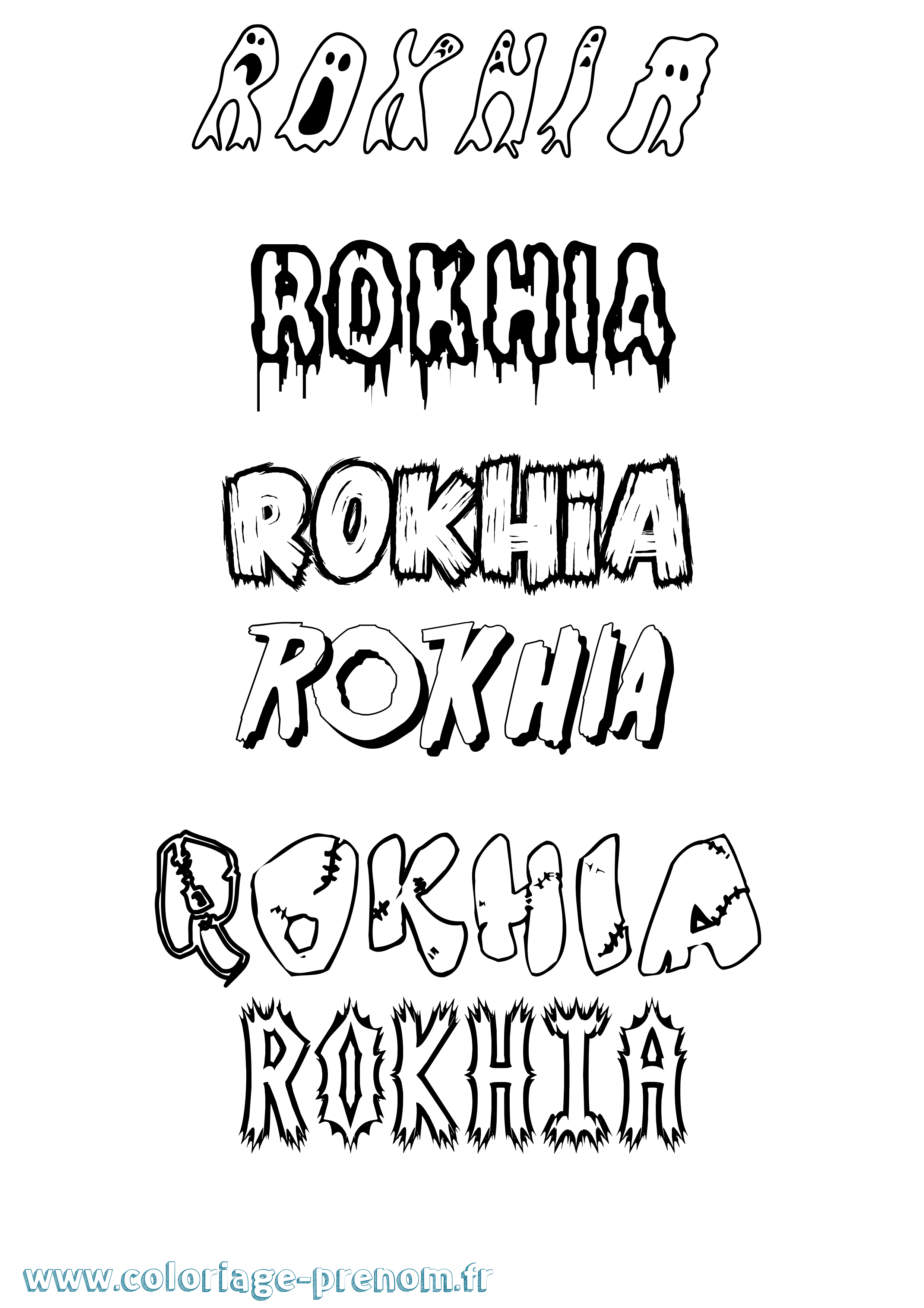 Coloriage Rokhia Frisson Coloriage prénom Rokhia Frisson