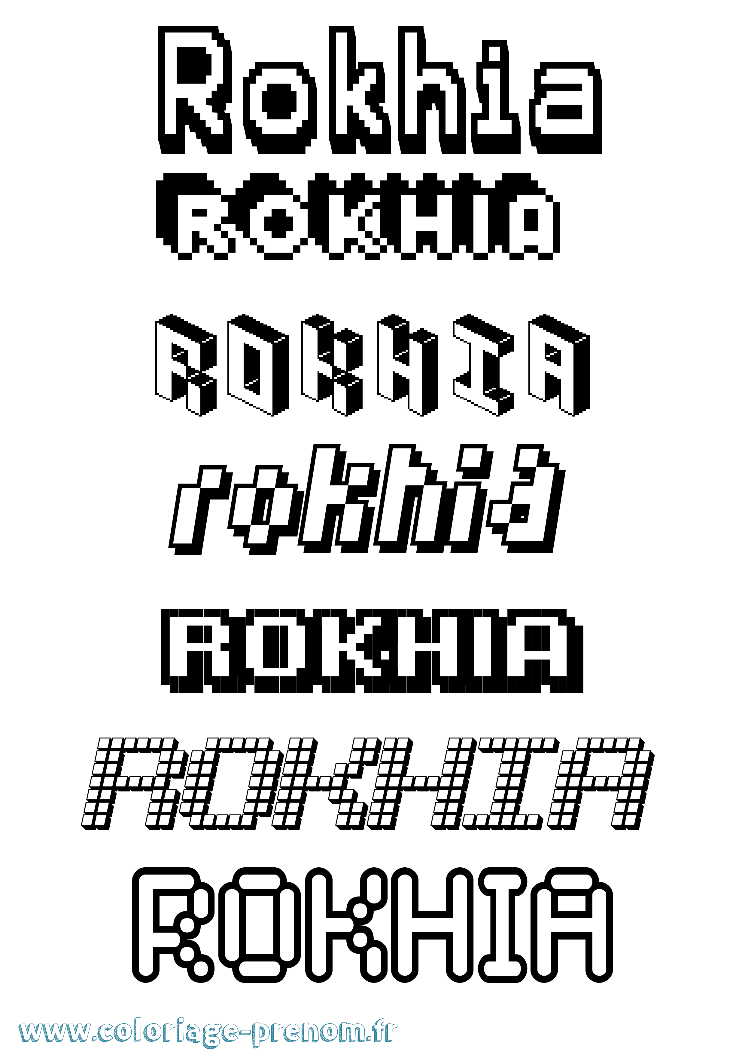 Coloriage Rokhia Pixel Coloriage prénom Rokhia Pixel