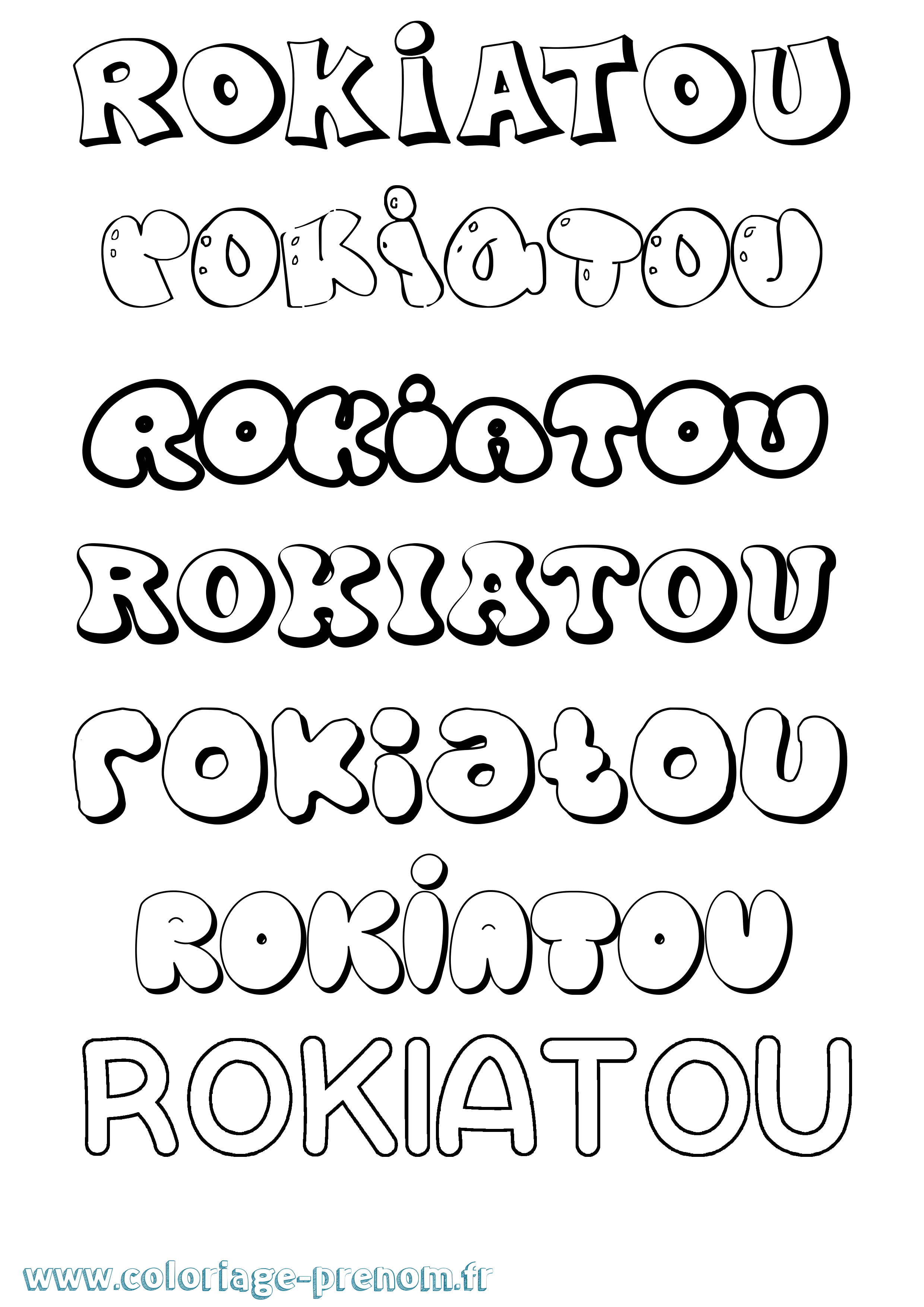 Coloriage Rokiatou Bubble Coloriage prénom Rokiatou Bubble