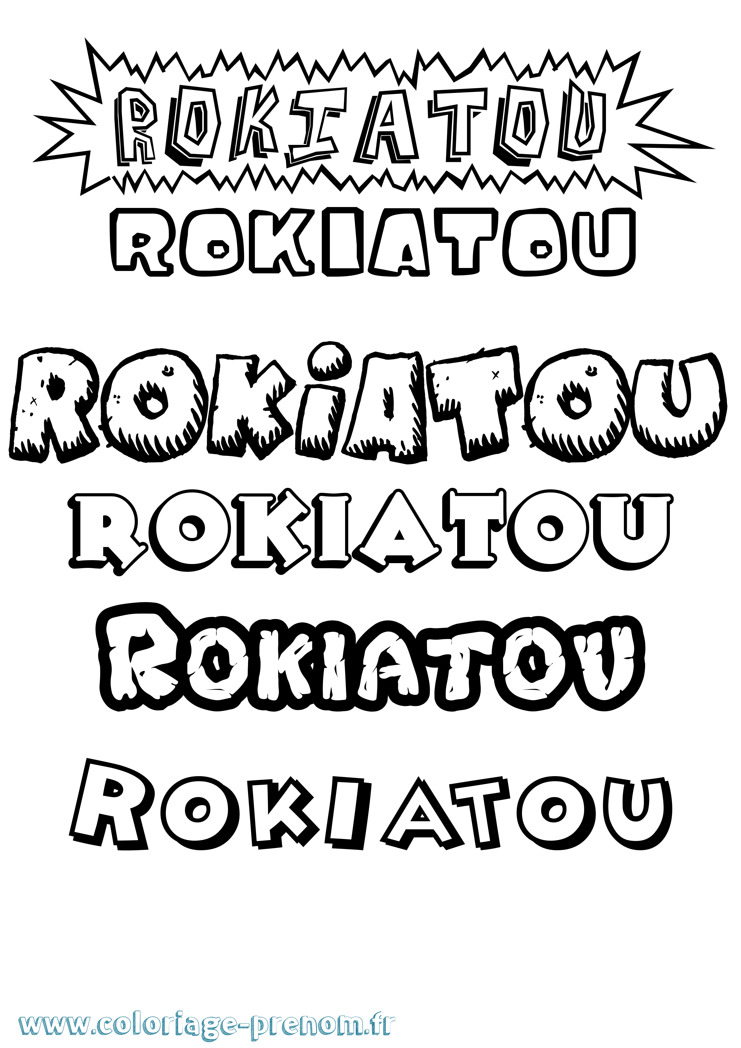 Coloriage Rokiatou Dessin Animé Coloriage prénom Rokiatou Dessin Animé