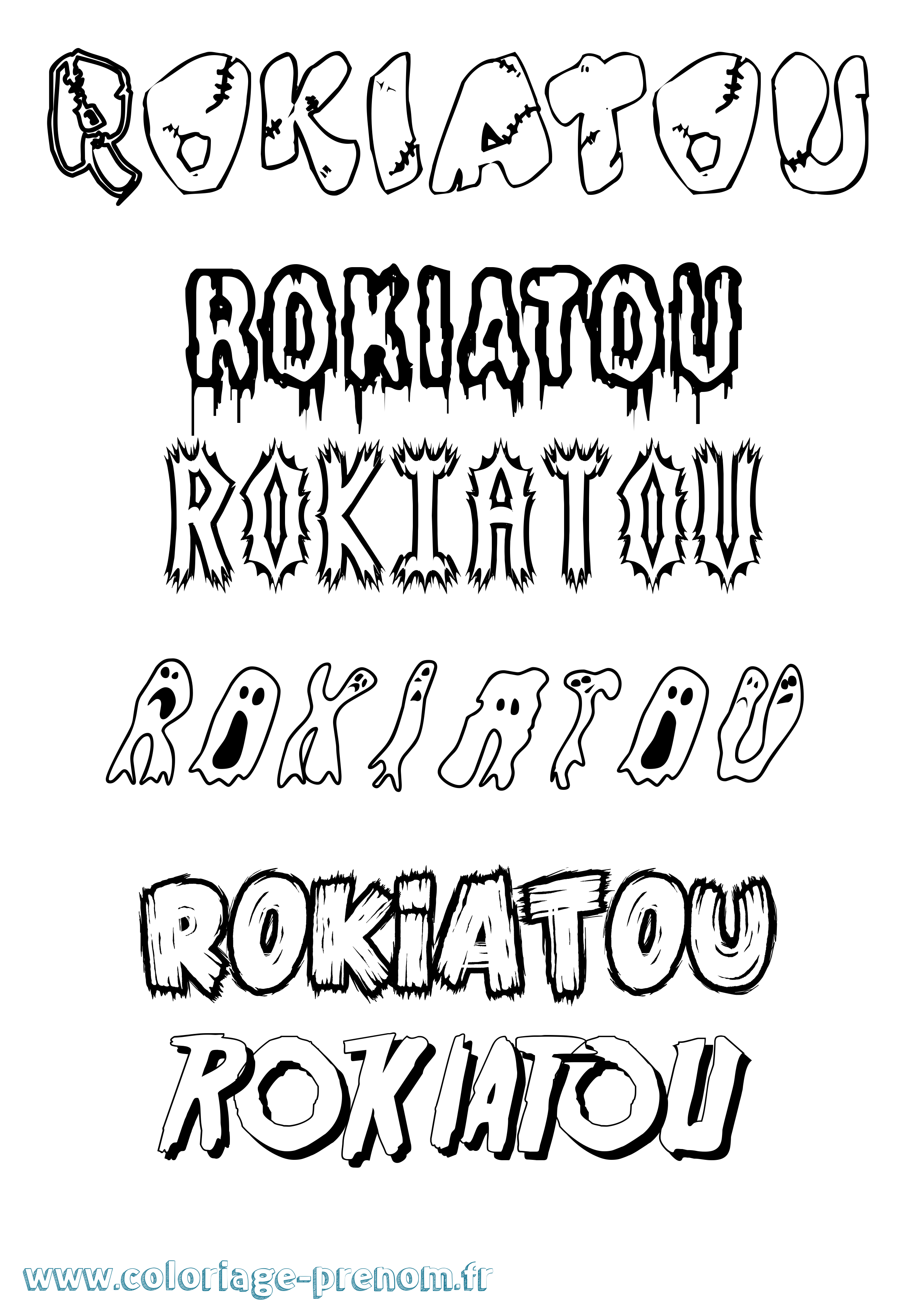 Coloriage Rokiatou Frisson Coloriage prénom Rokiatou Frisson