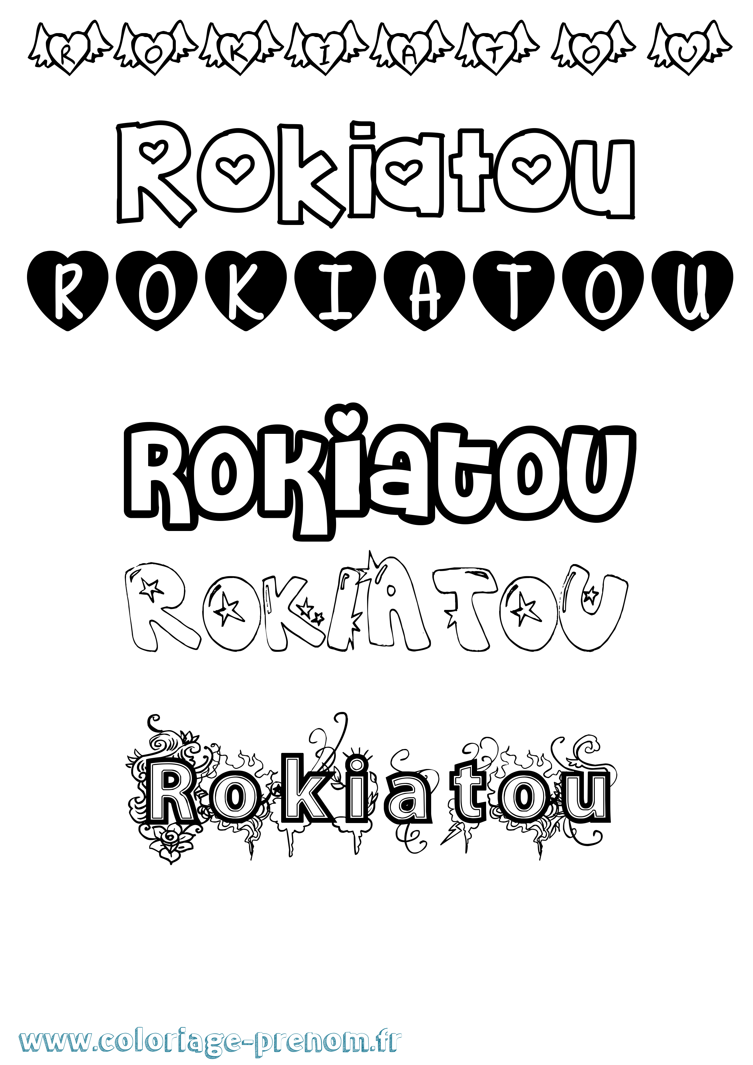 Coloriage Rokiatou Girly Coloriage prénom Rokiatou Girly