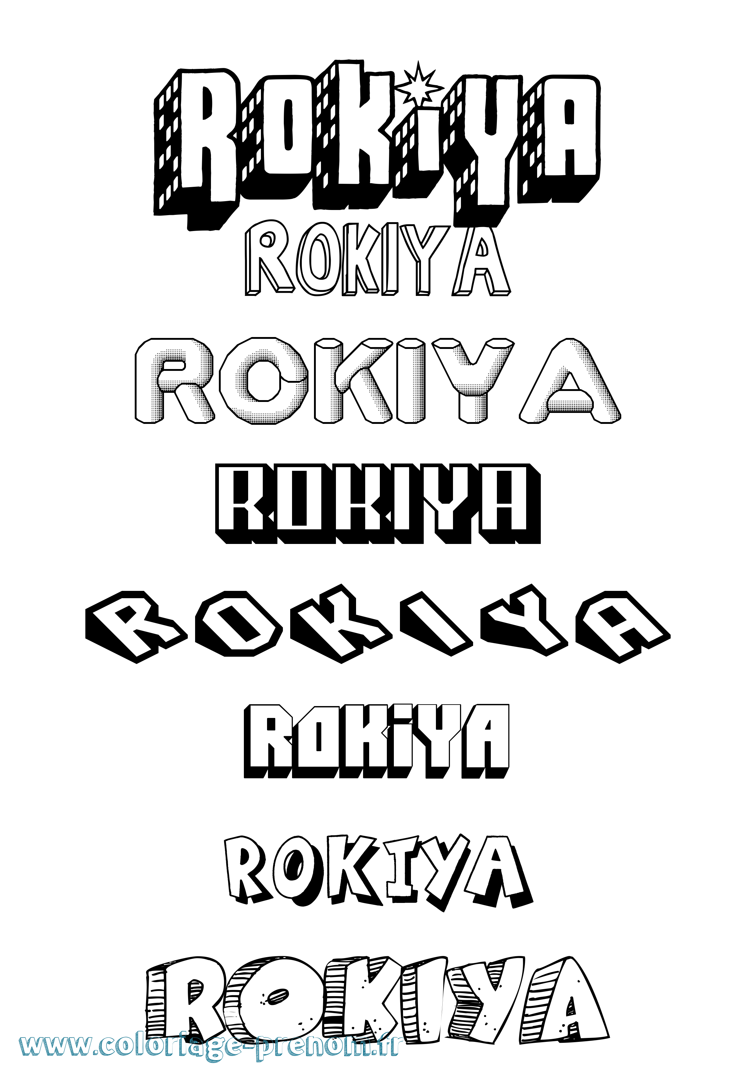 Coloriage Rokiya Effet 3D Coloriage prénom Rokiya Effet 3D