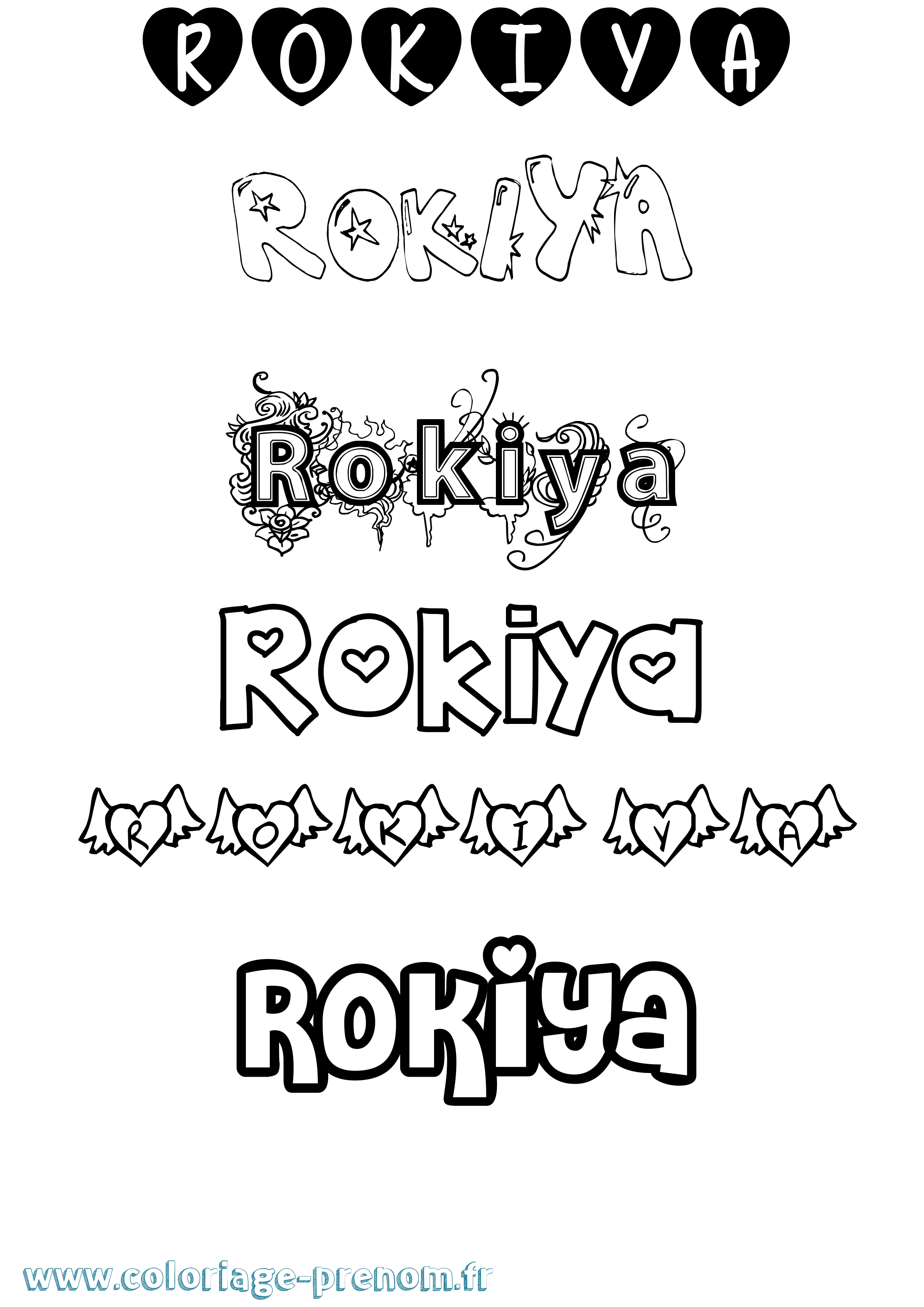 Coloriage Rokiya Girly Coloriage prénom Rokiya Girly
