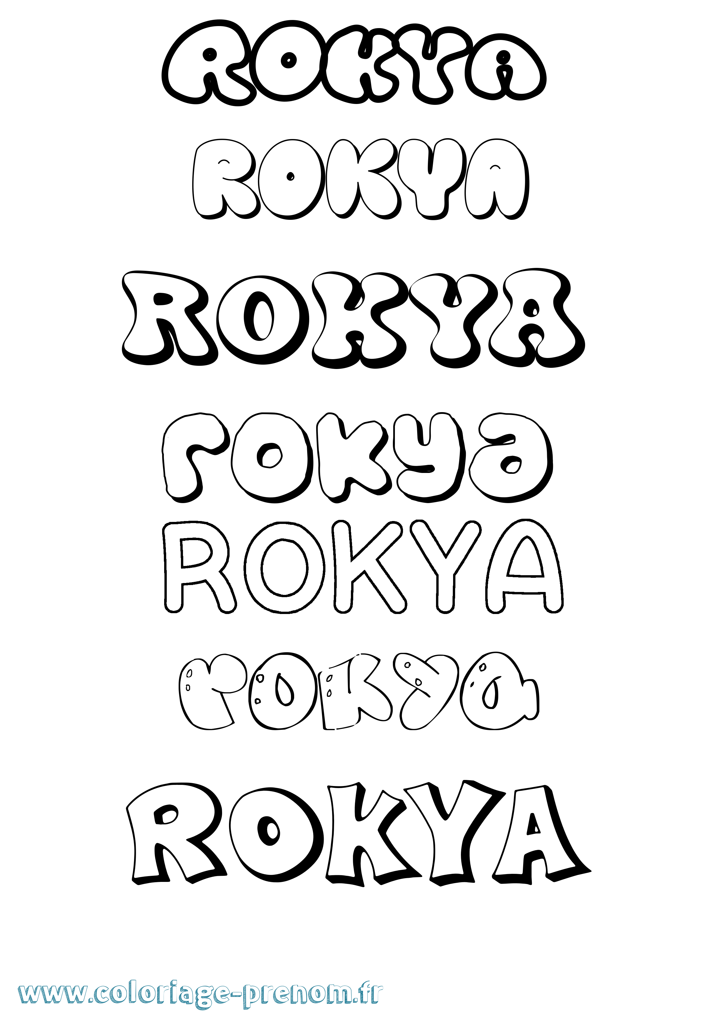 Coloriage Rokya Bubble Coloriage prénom Rokya Bubble
