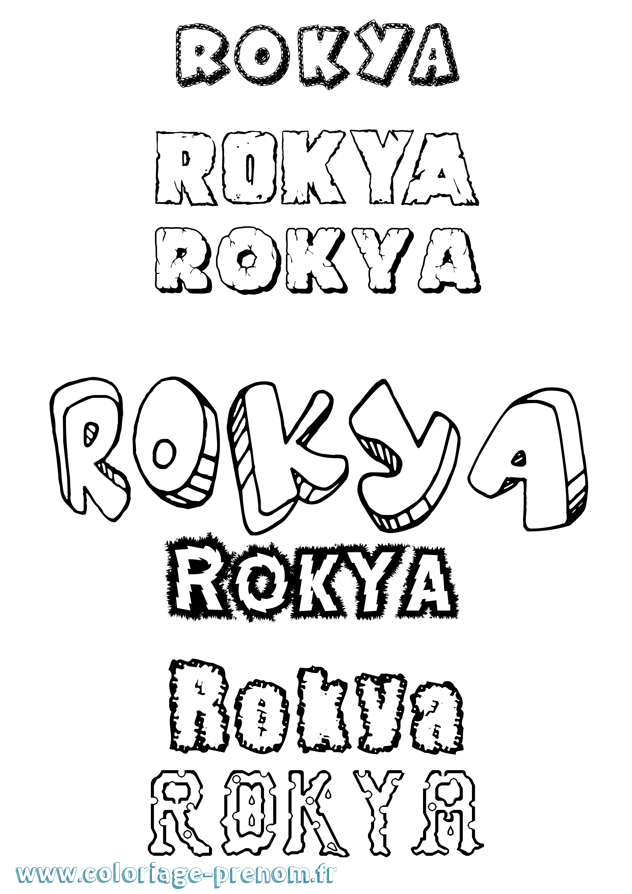 Coloriage Rokya Destructuré Coloriage prénom Rokya Destructuré