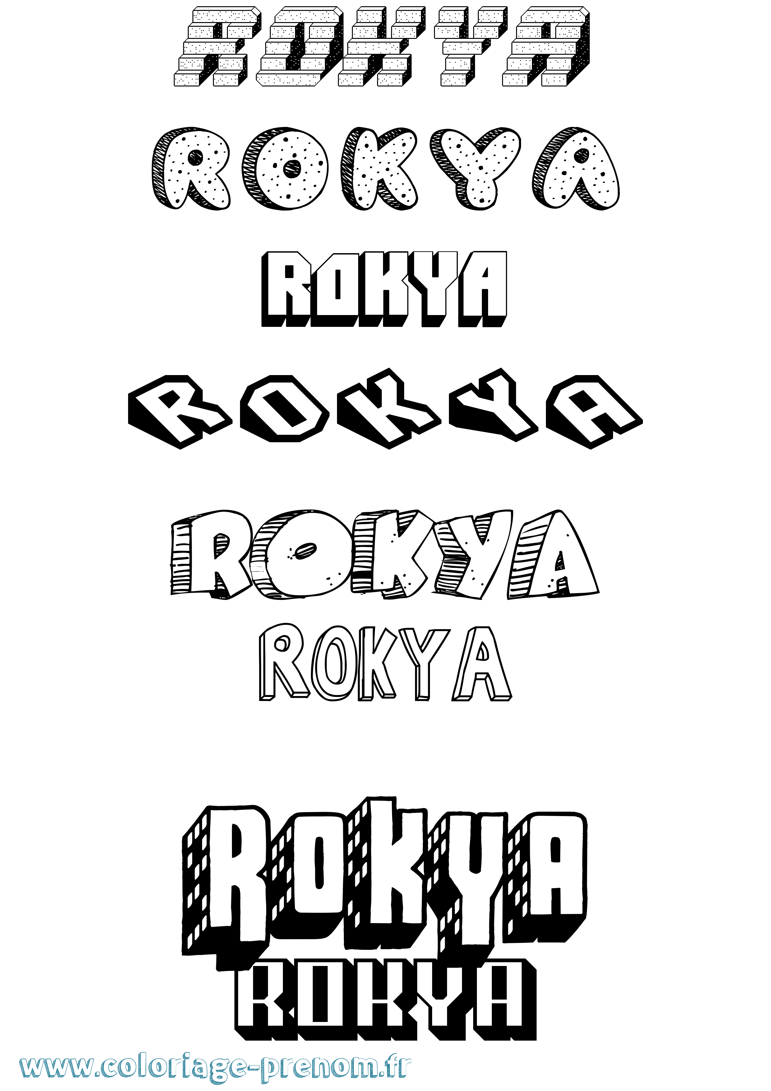 Coloriage Rokya Effet 3D Coloriage prénom Rokya Effet 3D
