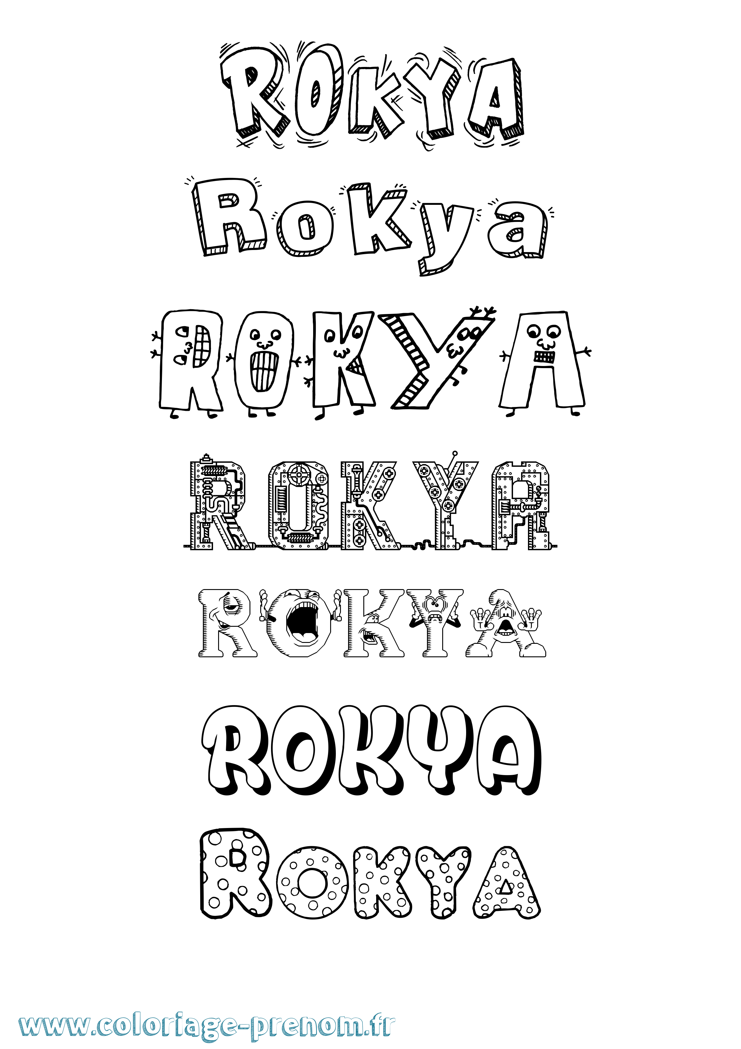 Coloriage Rokya Fun Coloriage prénom Rokya Fun