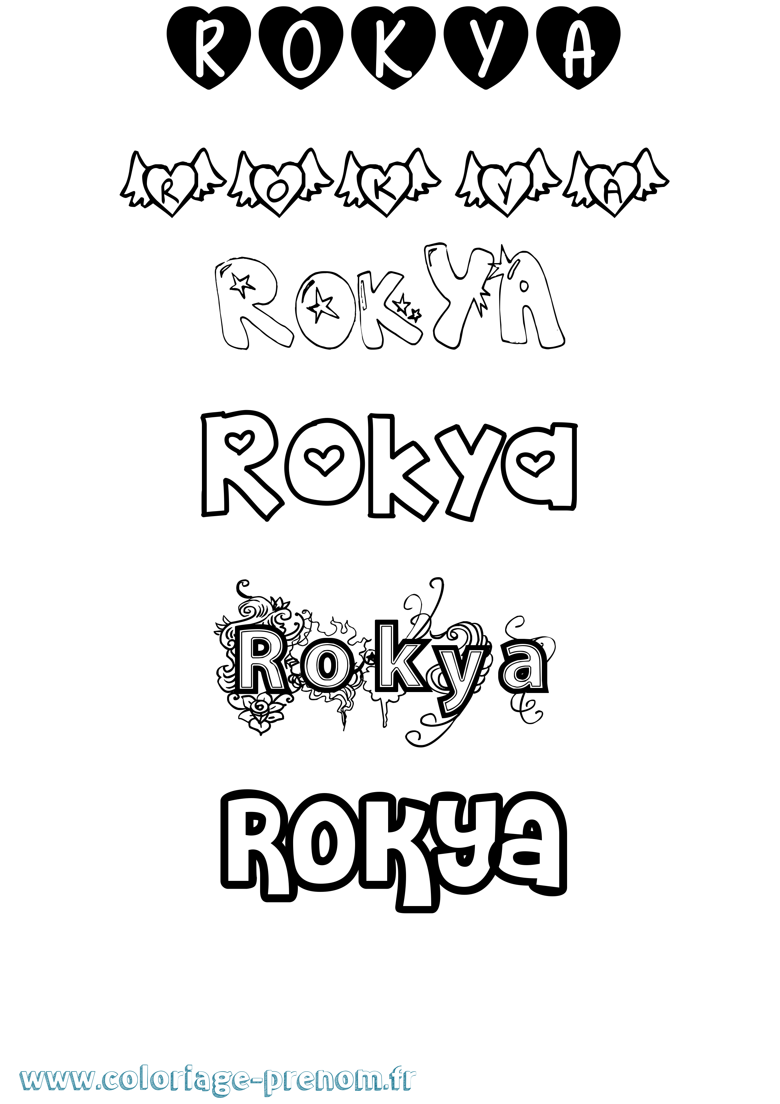 Coloriage Rokya Girly Coloriage prénom Rokya Girly