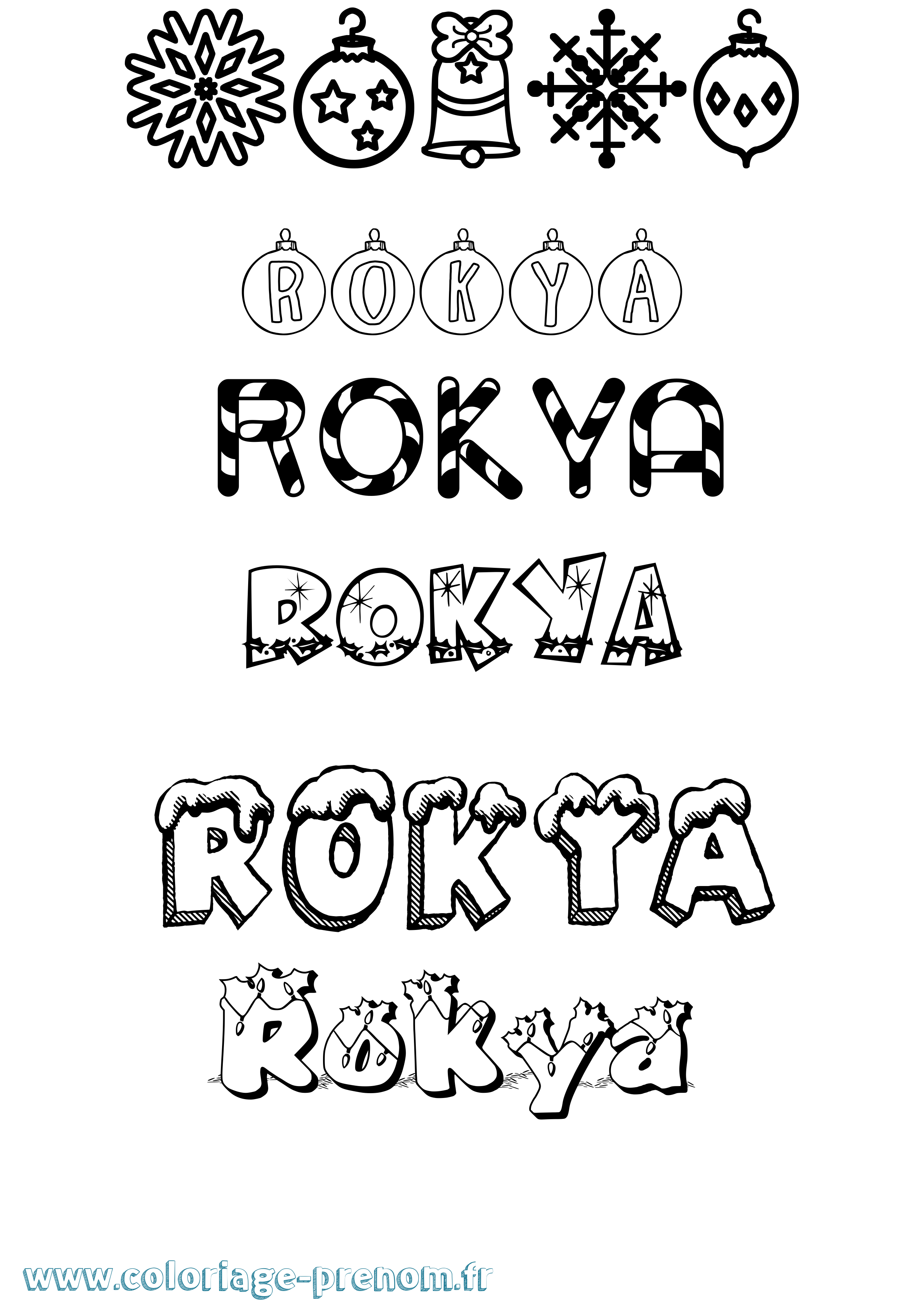 Coloriage Rokya Noël Coloriage prénom Rokya Noël