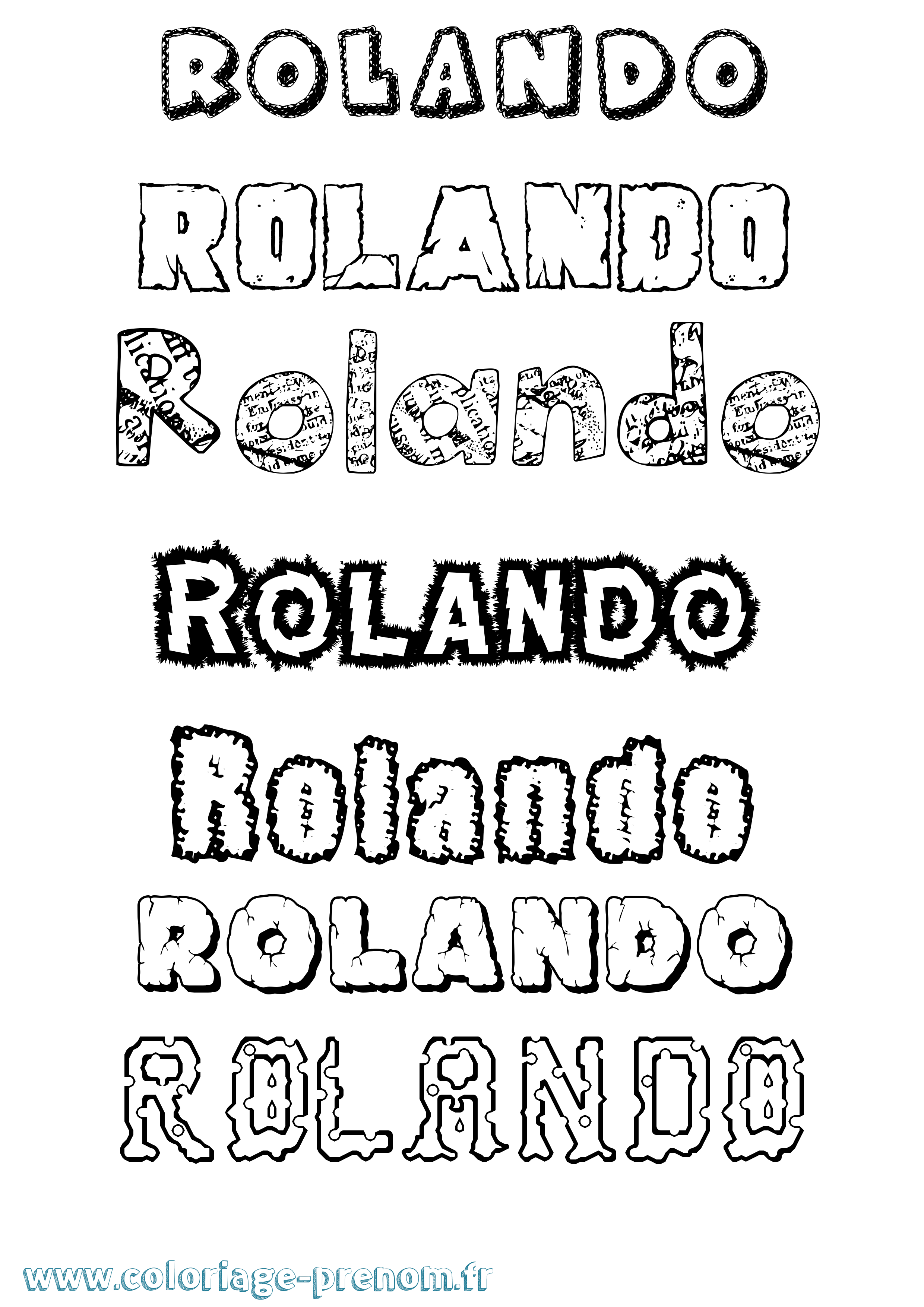 Coloriage Rolando Destructuré Coloriage prénom Rolando Destructuré
