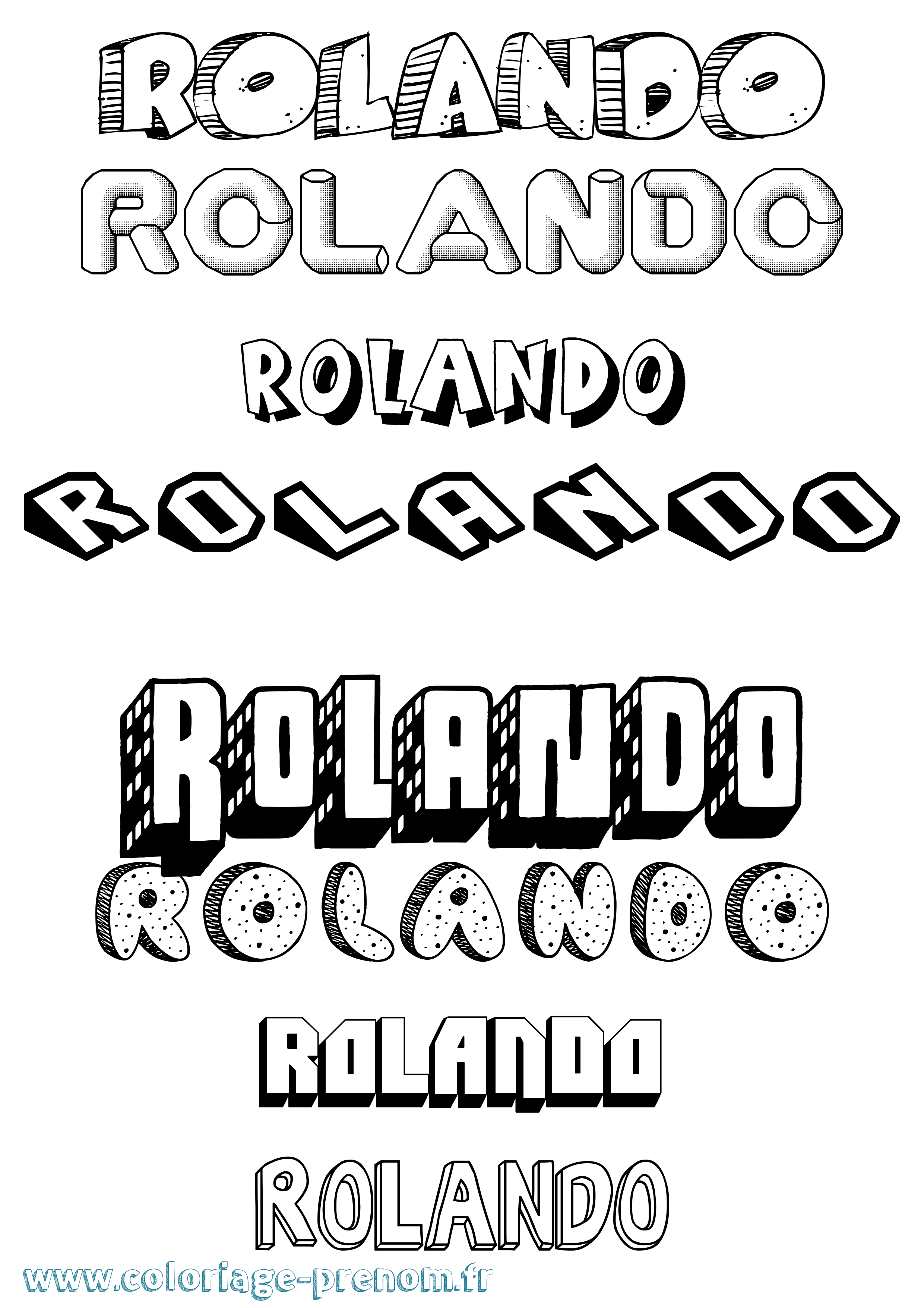 Coloriage Rolando Effet 3D Coloriage prénom Rolando Effet 3D