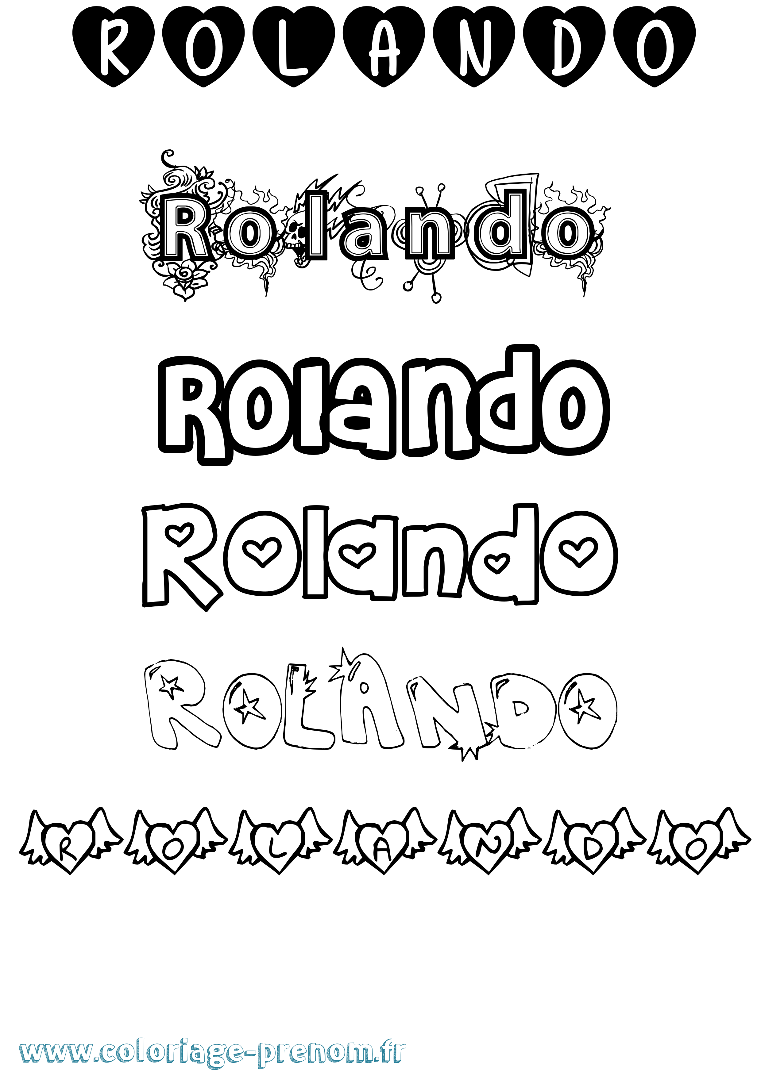 Coloriage Rolando Girly Coloriage prénom Rolando Girly