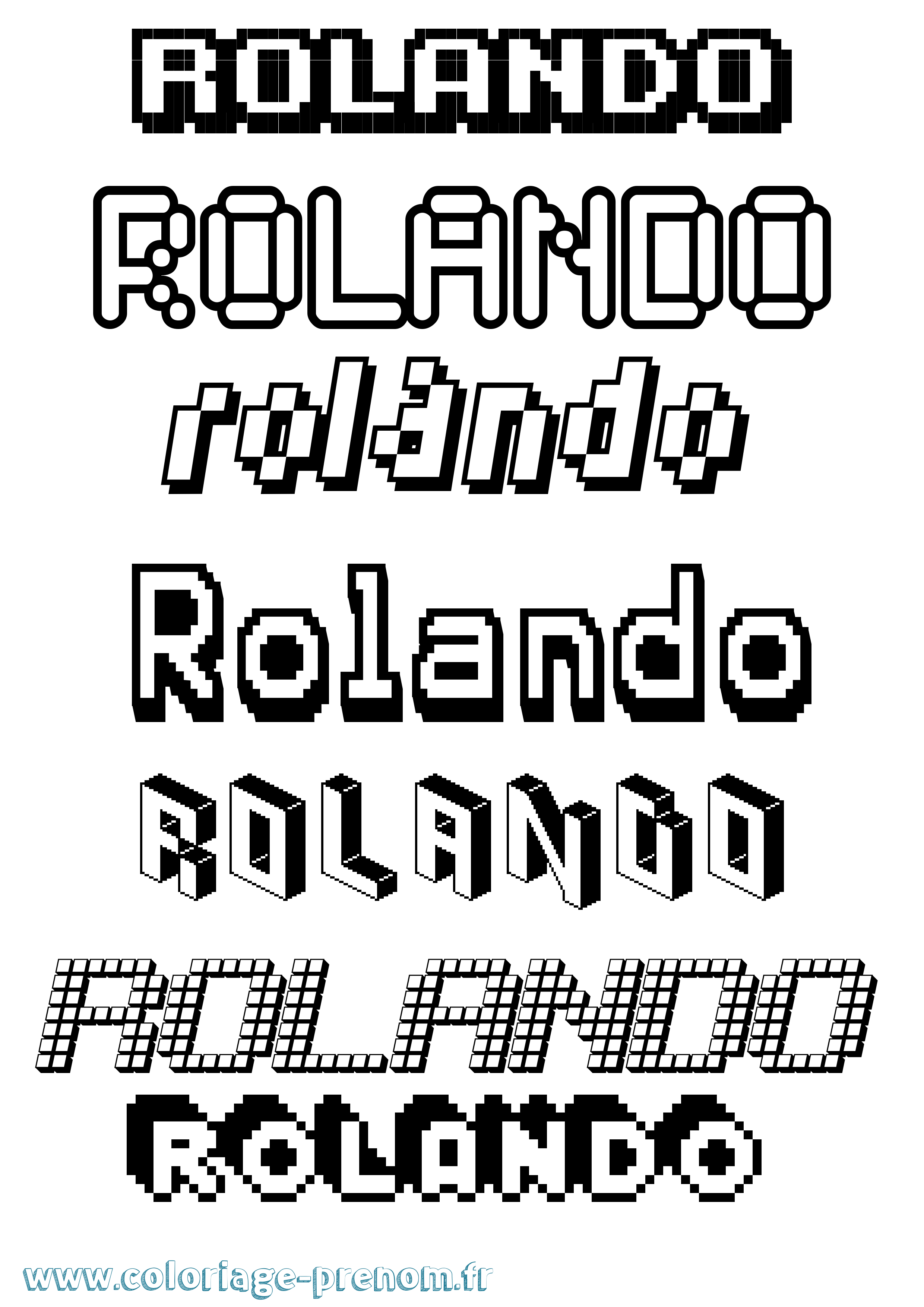 Coloriage Rolando Pixel Coloriage prénom Rolando Pixel