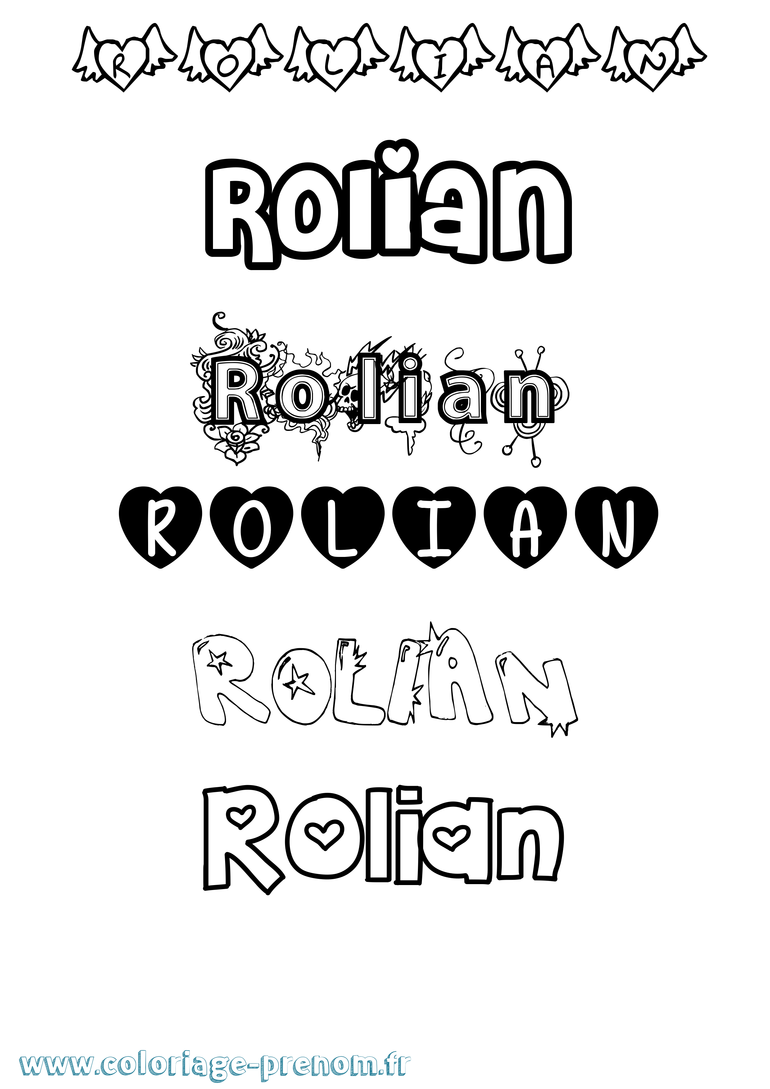 Coloriage Rolian Girly Coloriage prénom Rolian Girly