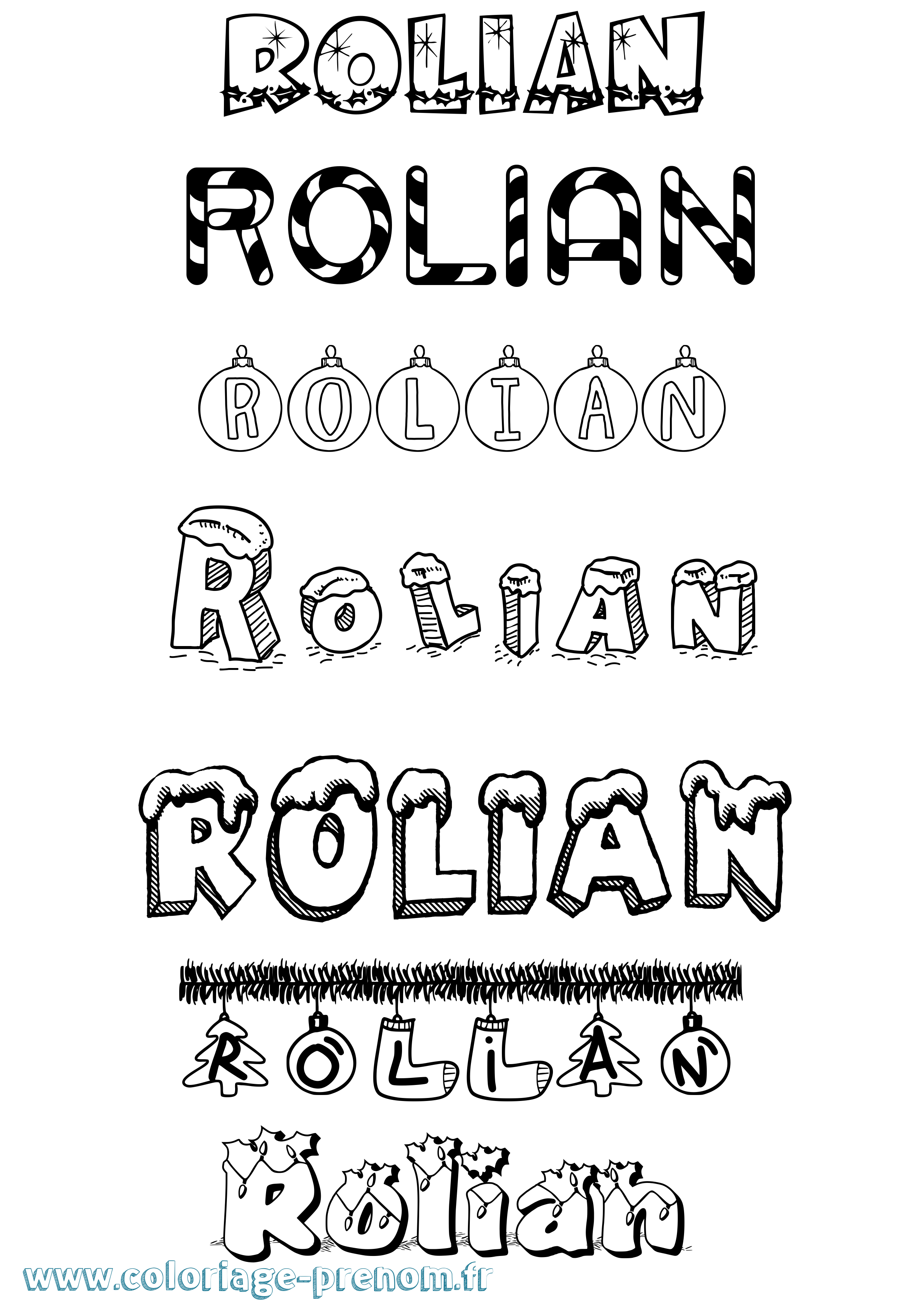 Coloriage Rolian Noël Coloriage prénom Rolian Noël