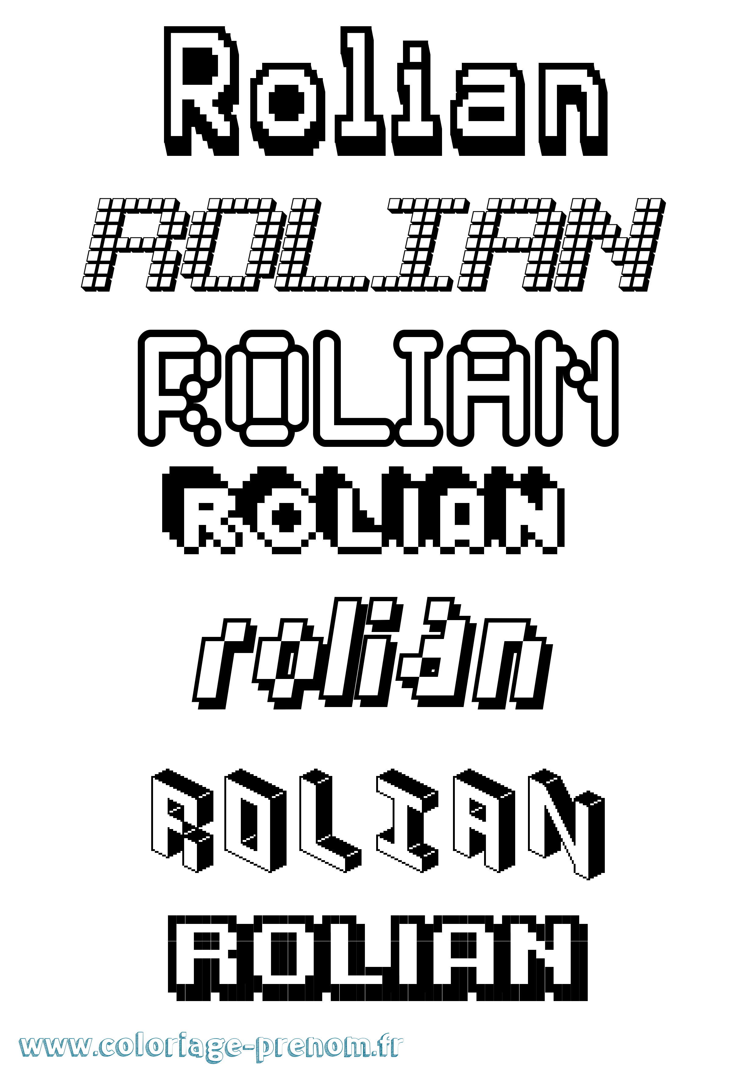 Coloriage Rolian Pixel Coloriage prénom Rolian Pixel