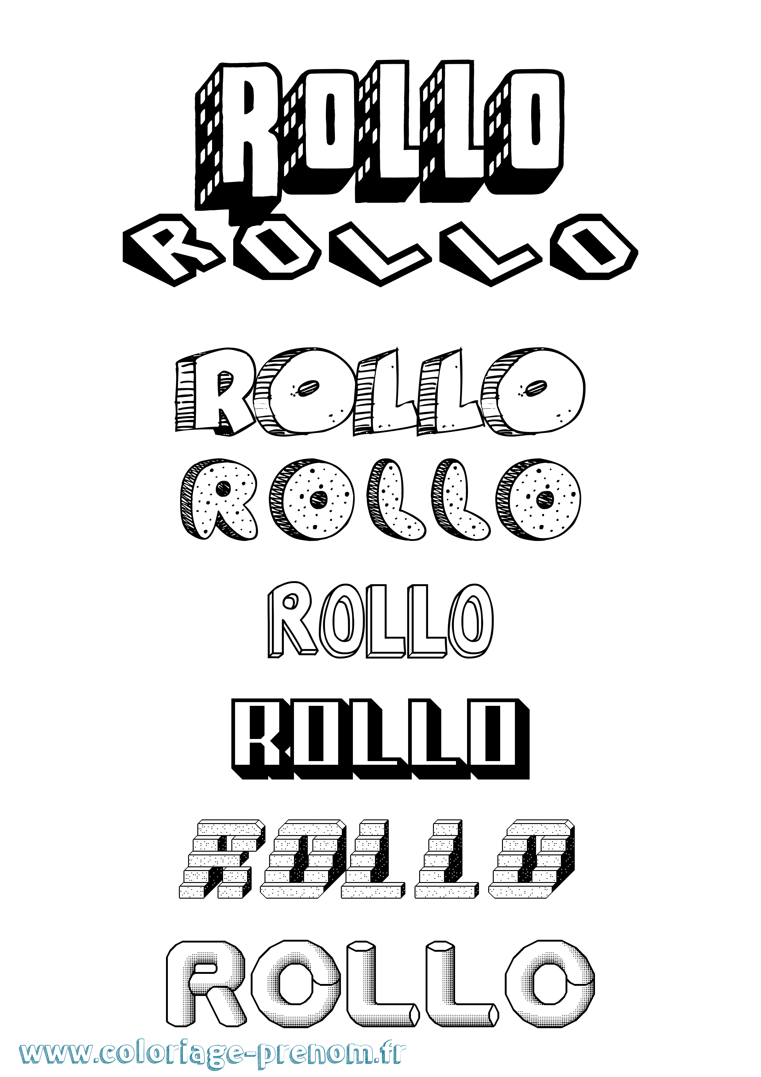 Coloriage Rollo Effet 3D Coloriage prénom Rollo Effet 3D
