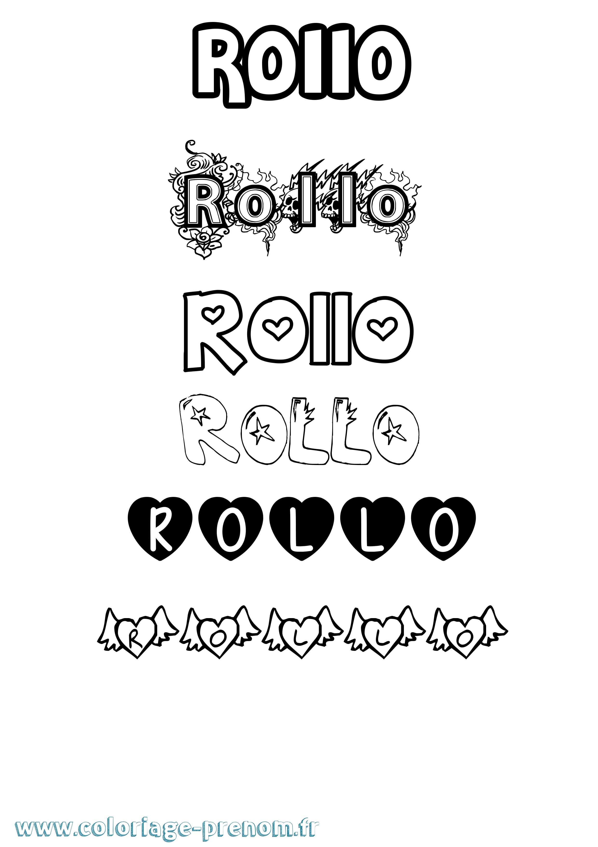 Coloriage Rollo Girly Coloriage prénom Rollo Girly