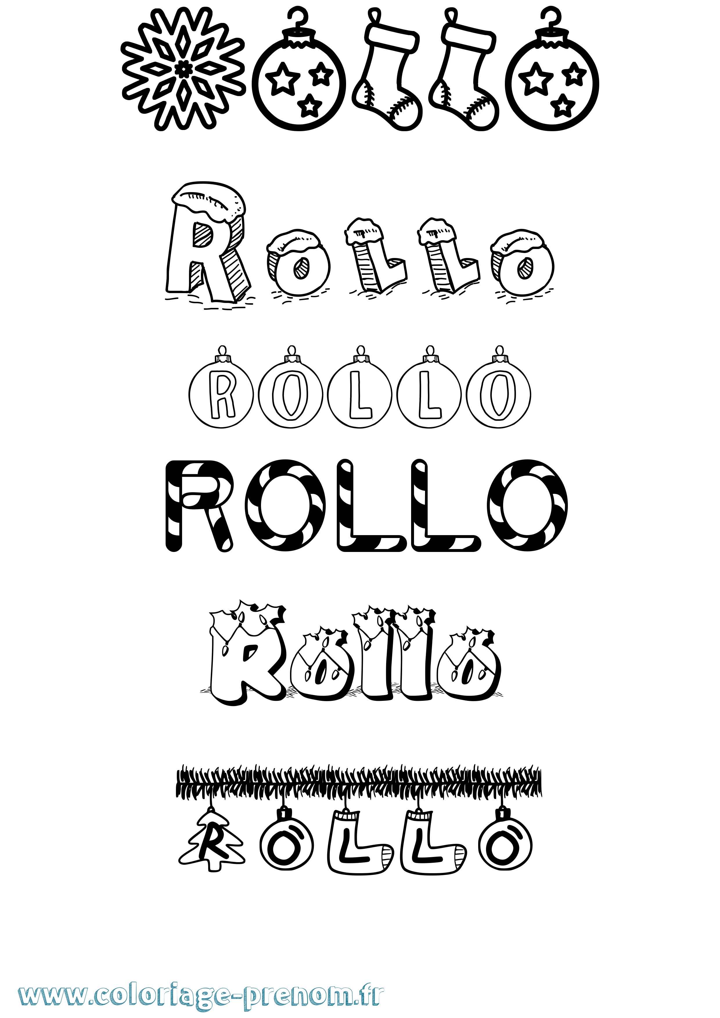 Coloriage Rollo Noël Coloriage prénom Rollo Noël