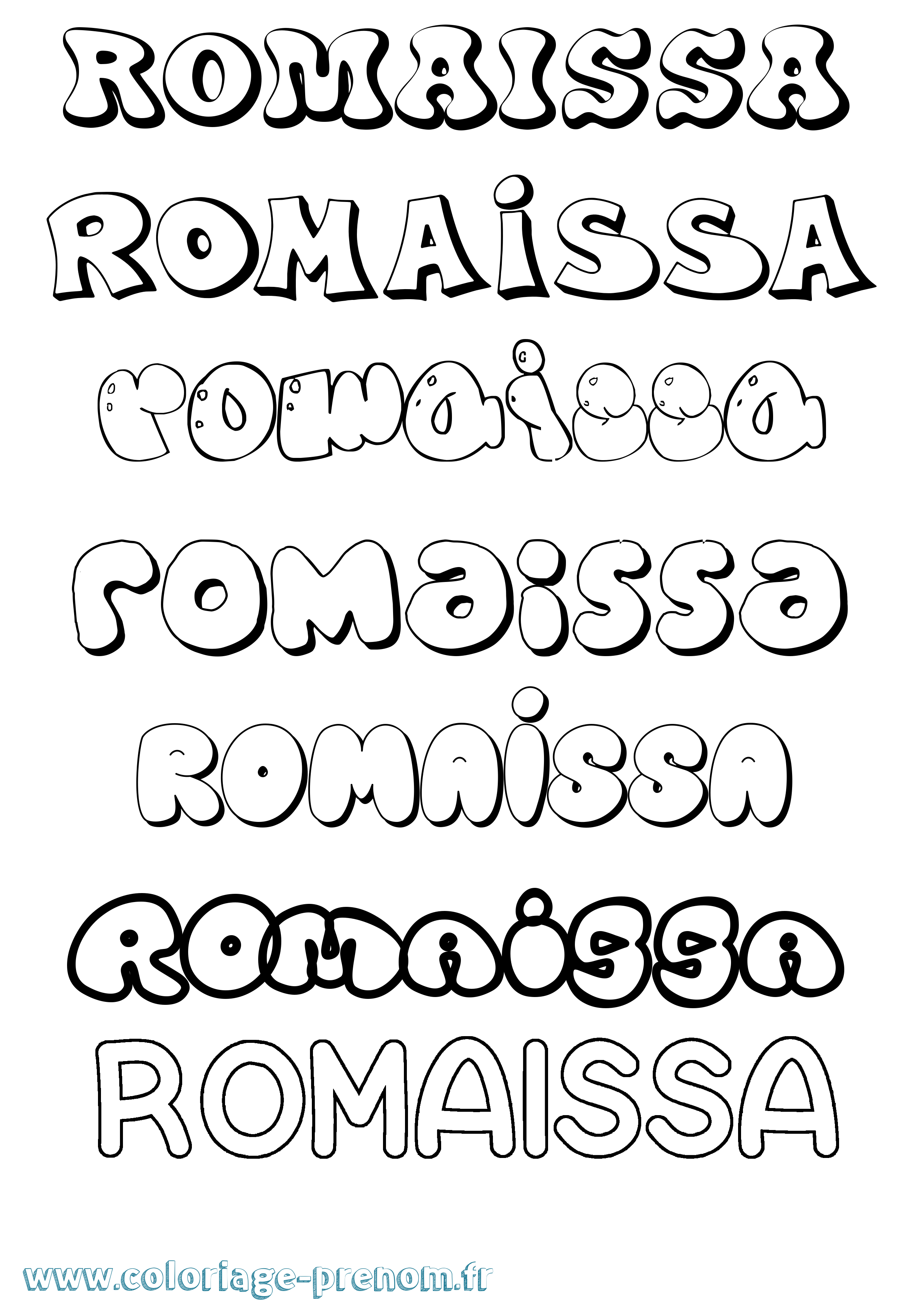 Coloriage Romaissa Bubble Coloriage prénom Romaissa Bubble