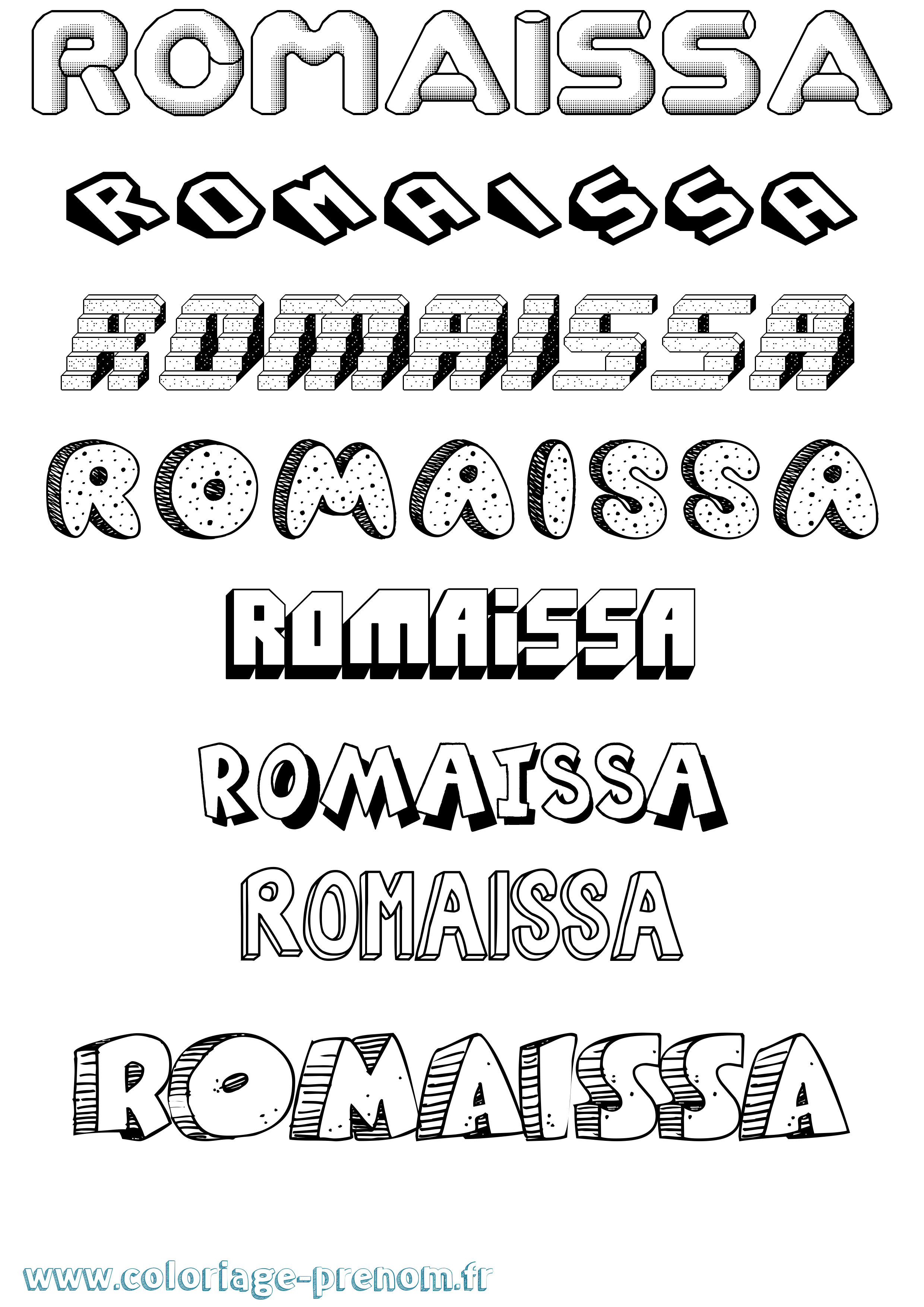 Coloriage Romaissa Effet 3D Coloriage prénom Romaissa Effet 3D