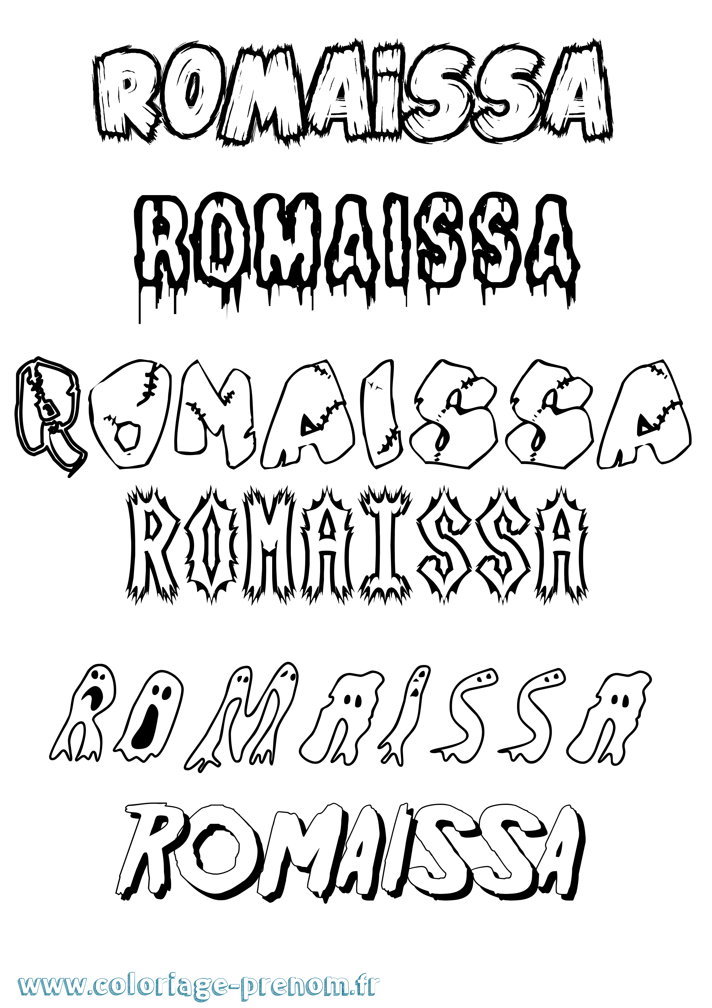 Coloriage Romaissa Frisson Coloriage prénom Romaissa Frisson