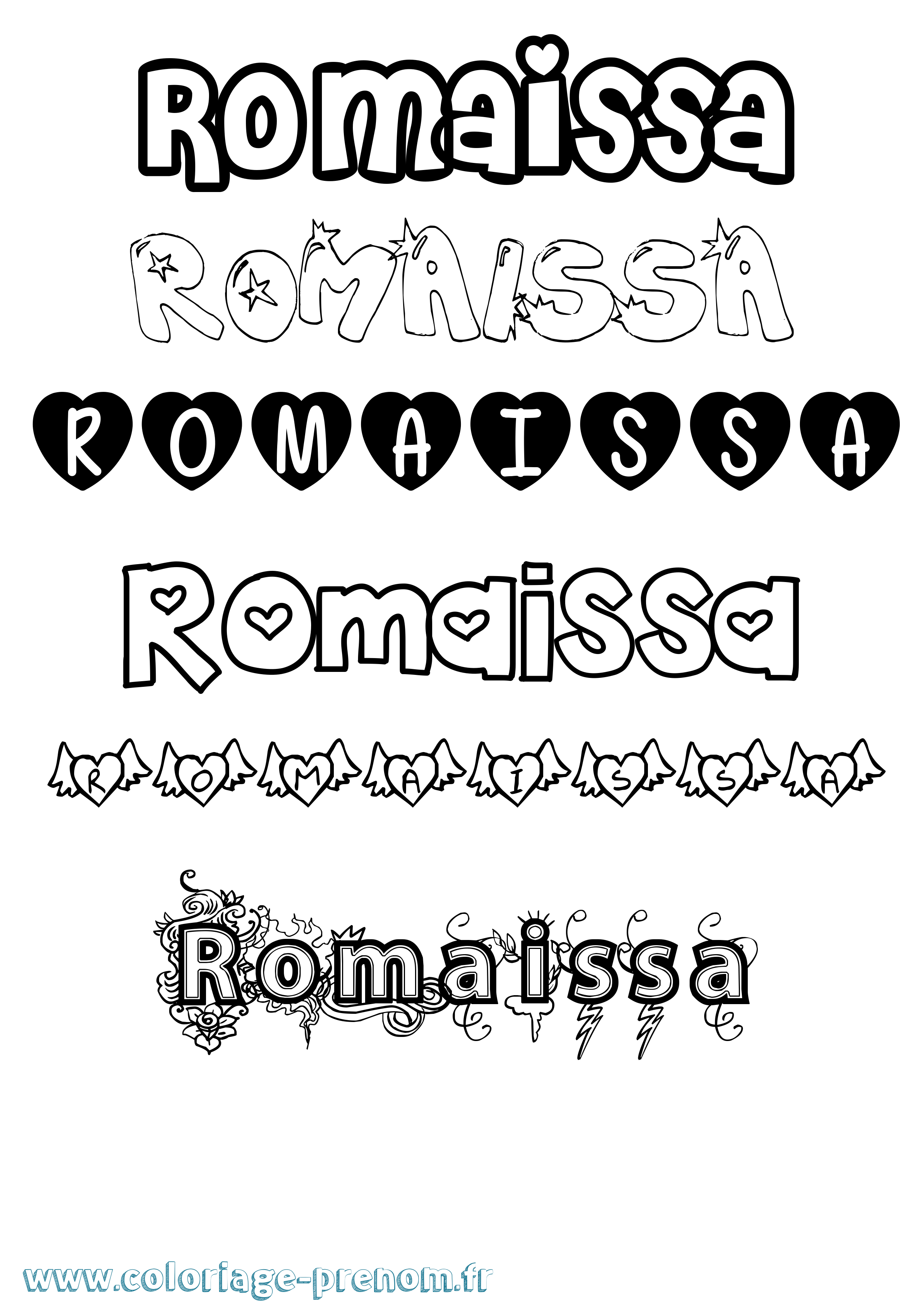 Coloriage Romaissa Girly Coloriage prénom Romaissa Girly