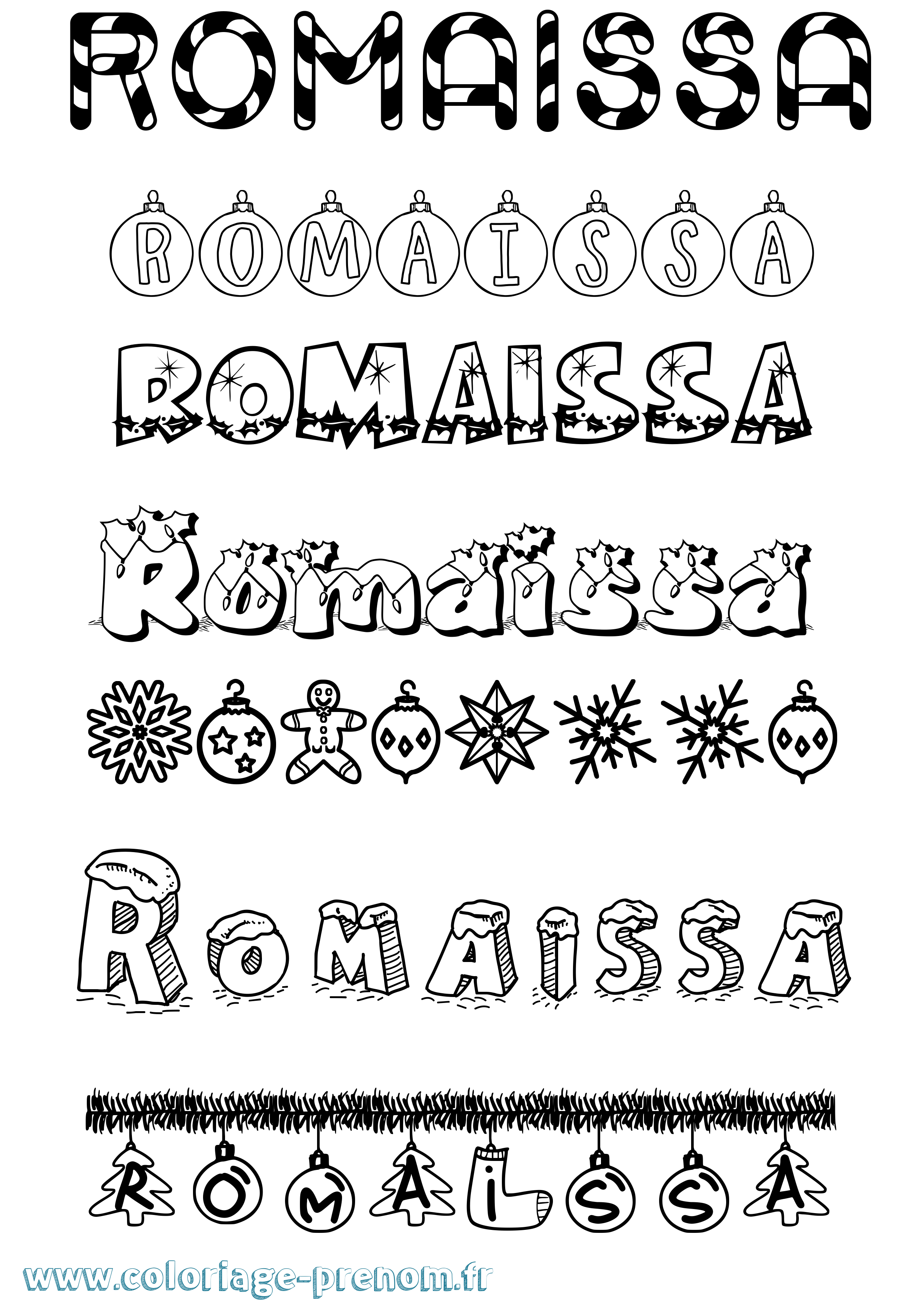 Coloriage Romaissa Noël Coloriage prénom Romaissa Noël