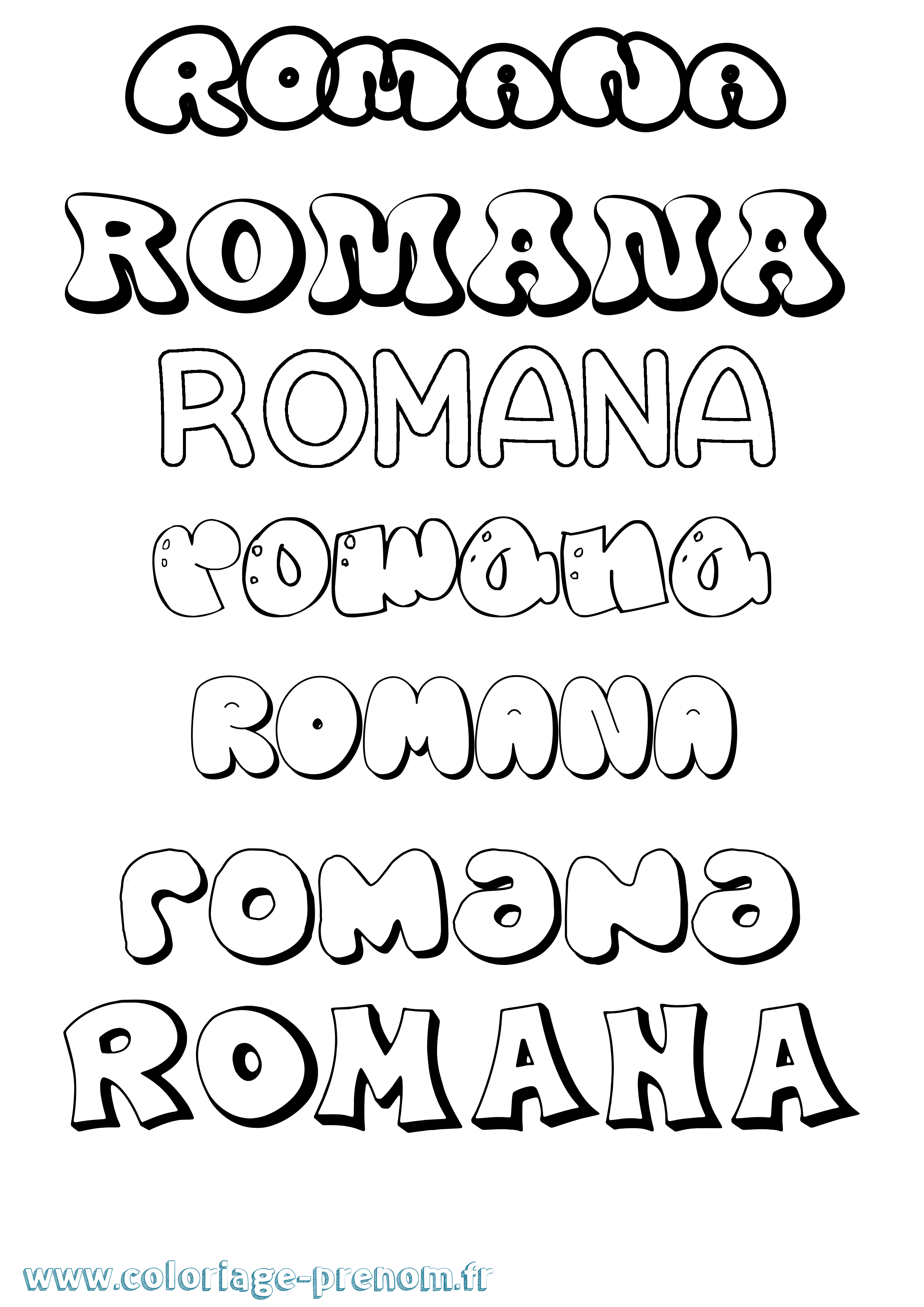 Coloriage Romana Bubble Coloriage prénom Romana Bubble