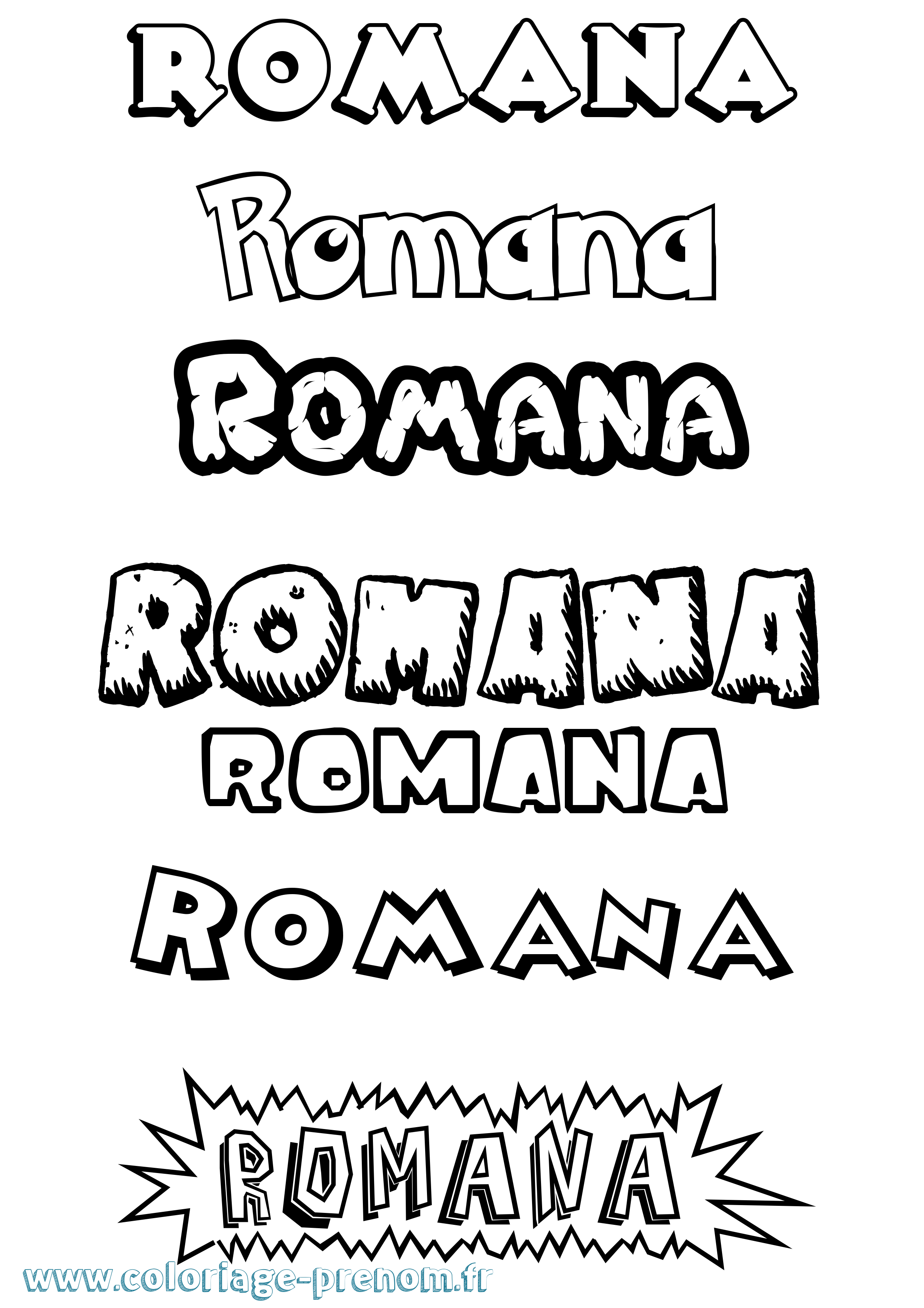 Coloriage Romana Dessin Animé Coloriage prénom Romana Dessin Animé