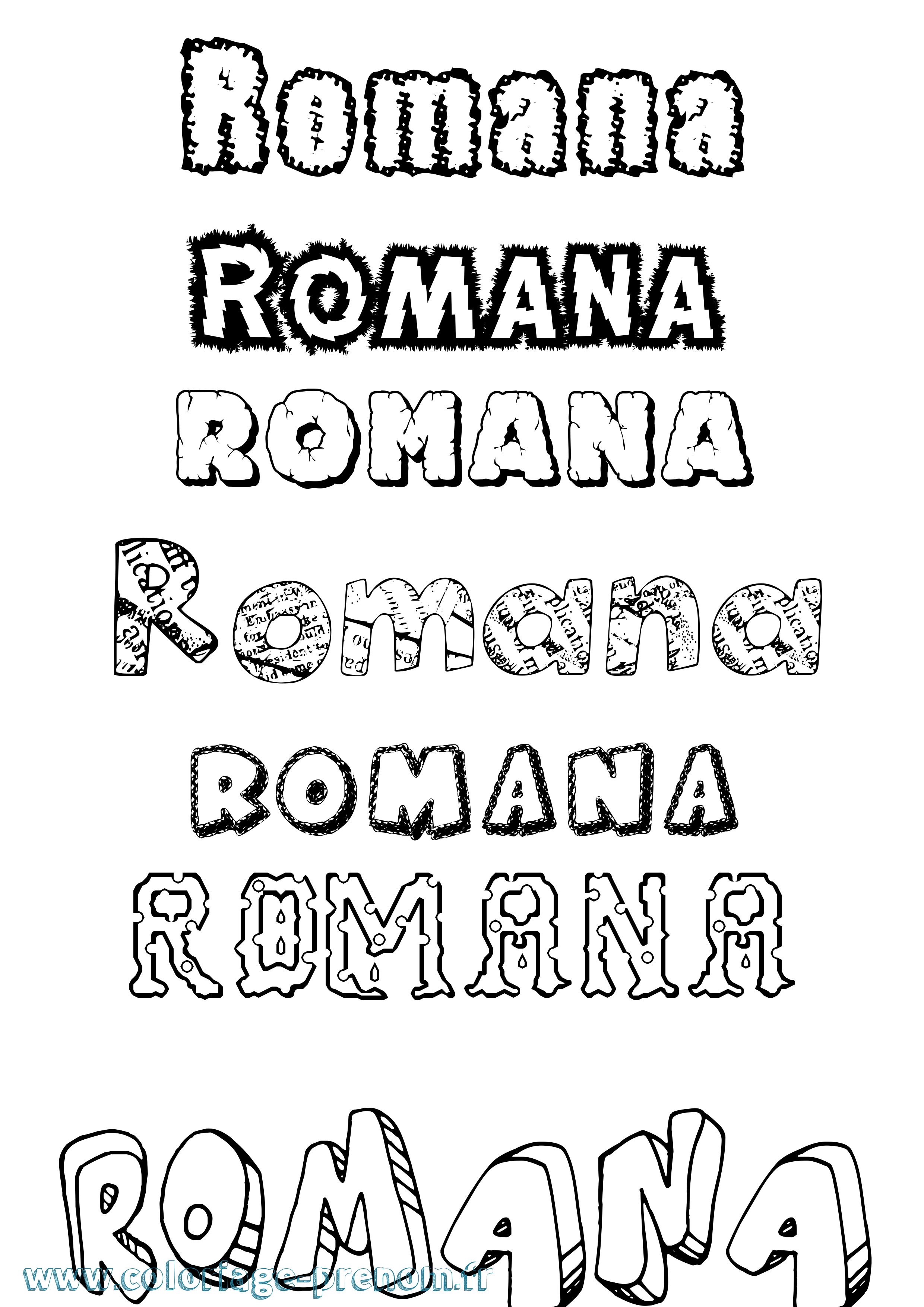 Coloriage Romana Destructuré Coloriage prénom Romana Destructuré