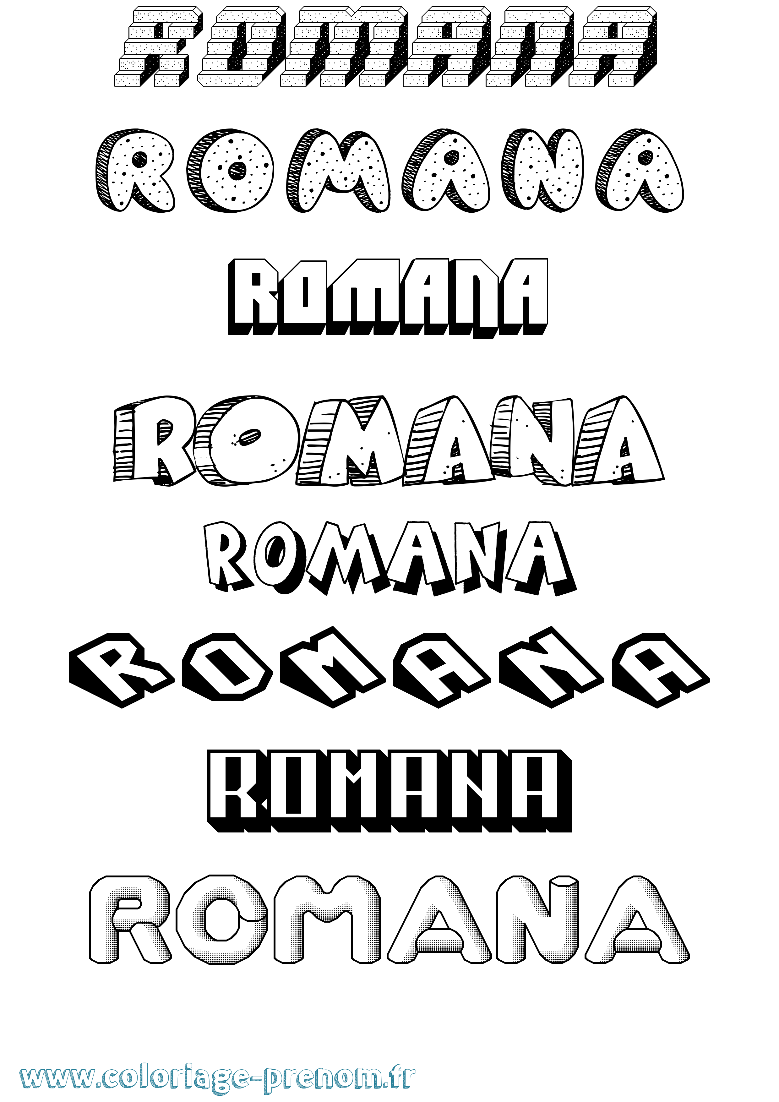 Coloriage Romana Effet 3D Coloriage prénom Romana Effet 3D
