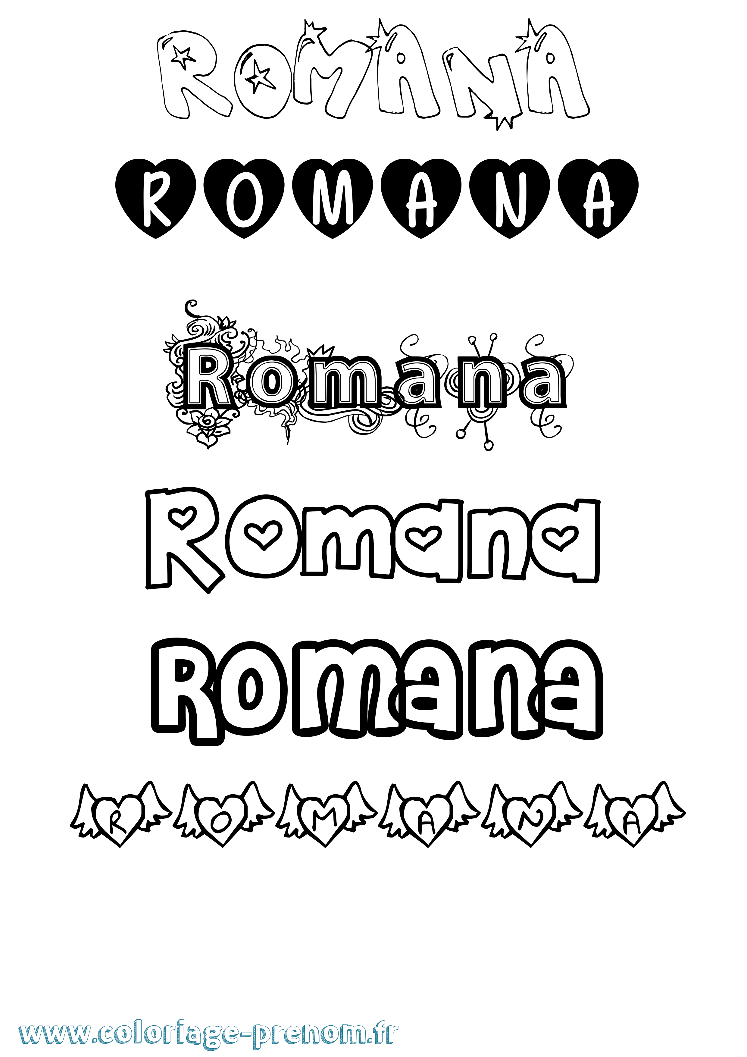 Coloriage Romana Girly Coloriage prénom Romana Girly