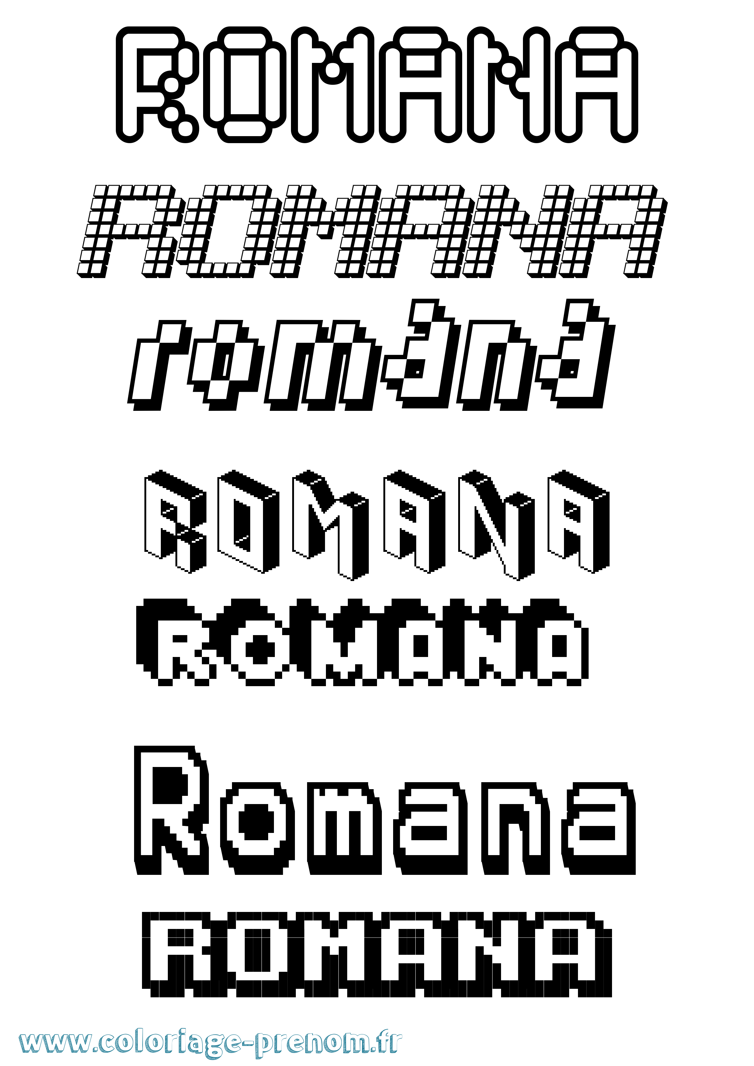 Coloriage Romana Pixel Coloriage prénom Romana Pixel
