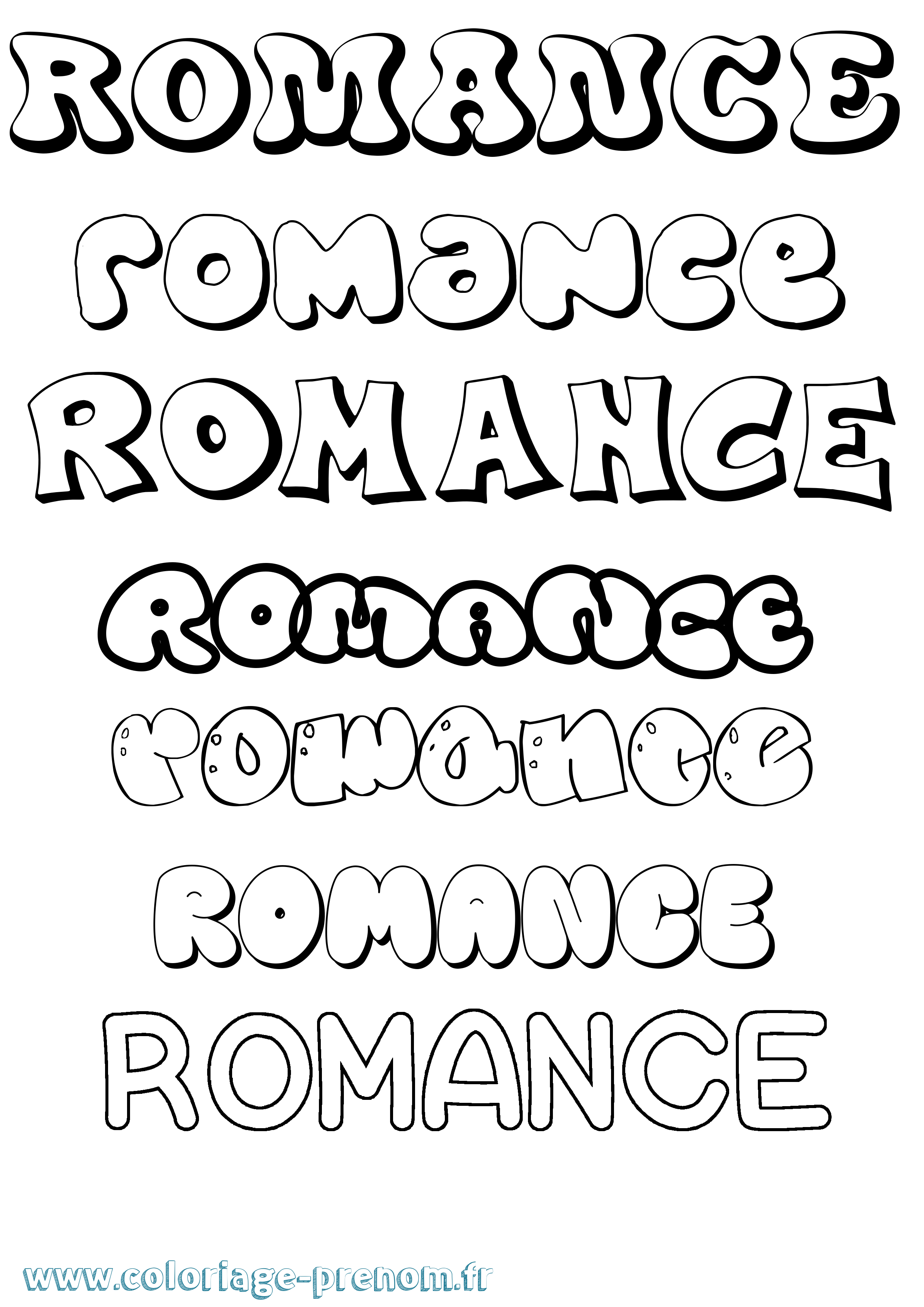 Coloriage Romance Bubble Coloriage prénom Romance Bubble
