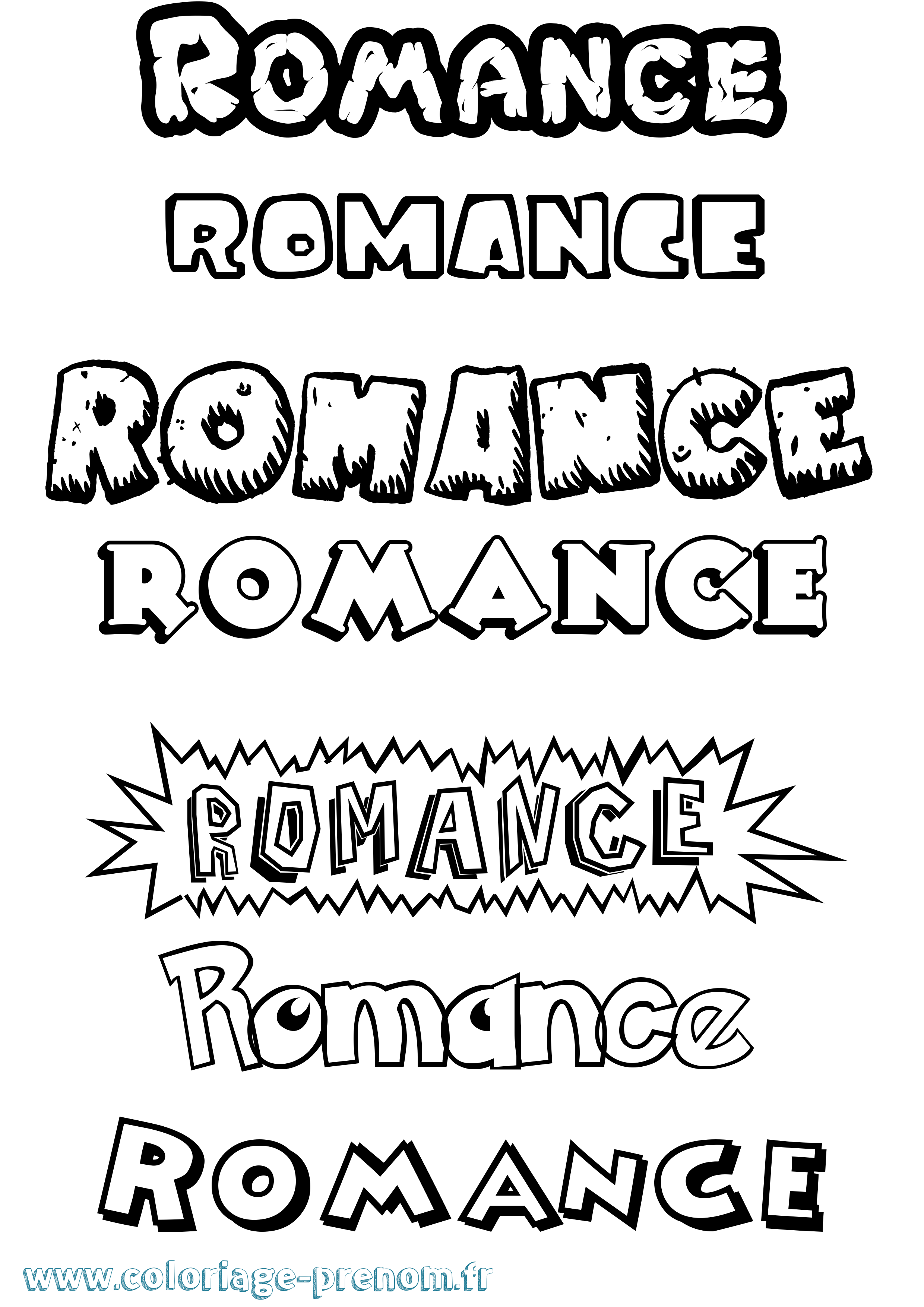 Coloriage Romance Dessin Animé Coloriage prénom Romance Dessin Animé