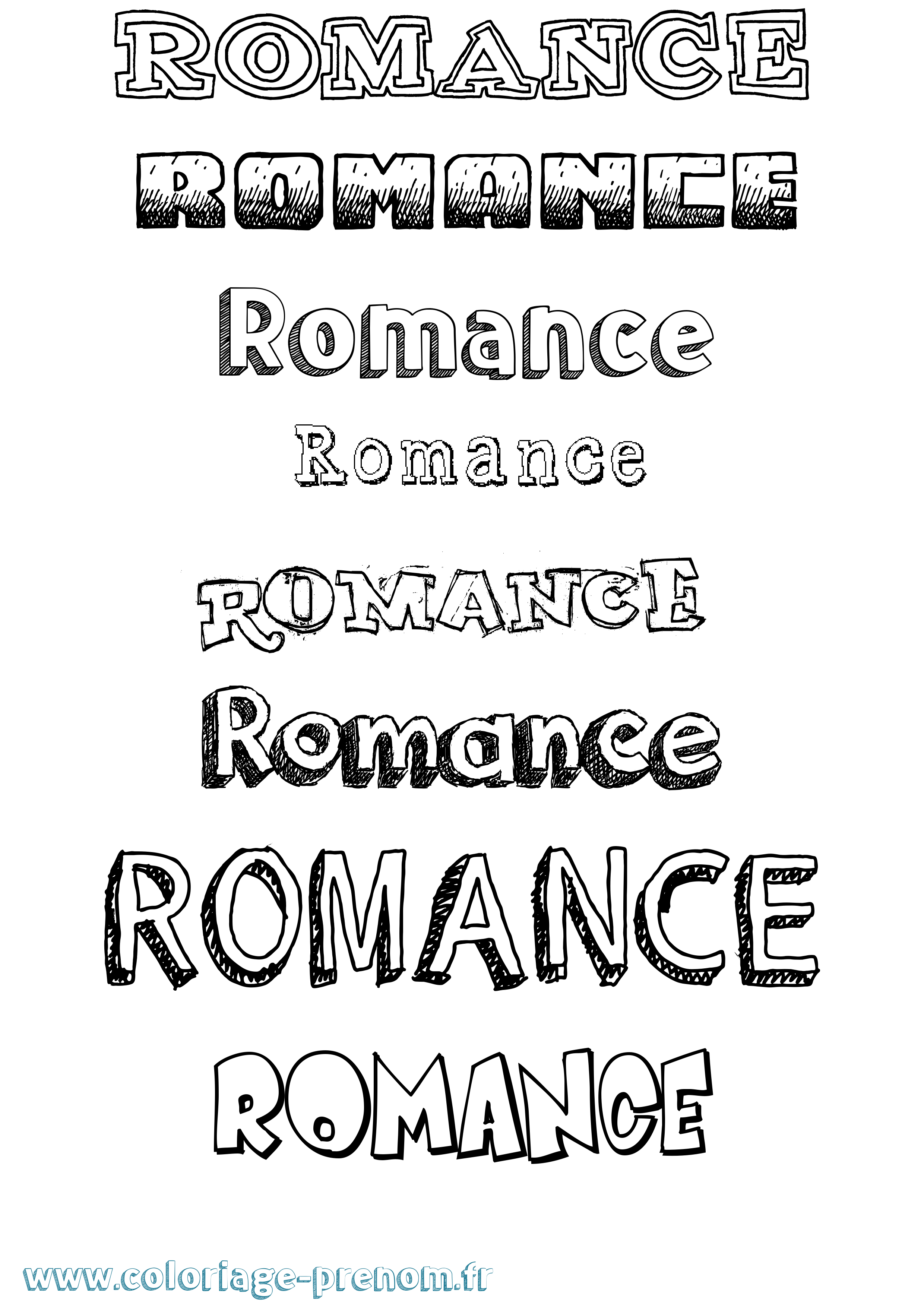 Coloriage Romance Dessiné Coloriage prénom Romance Dessiné