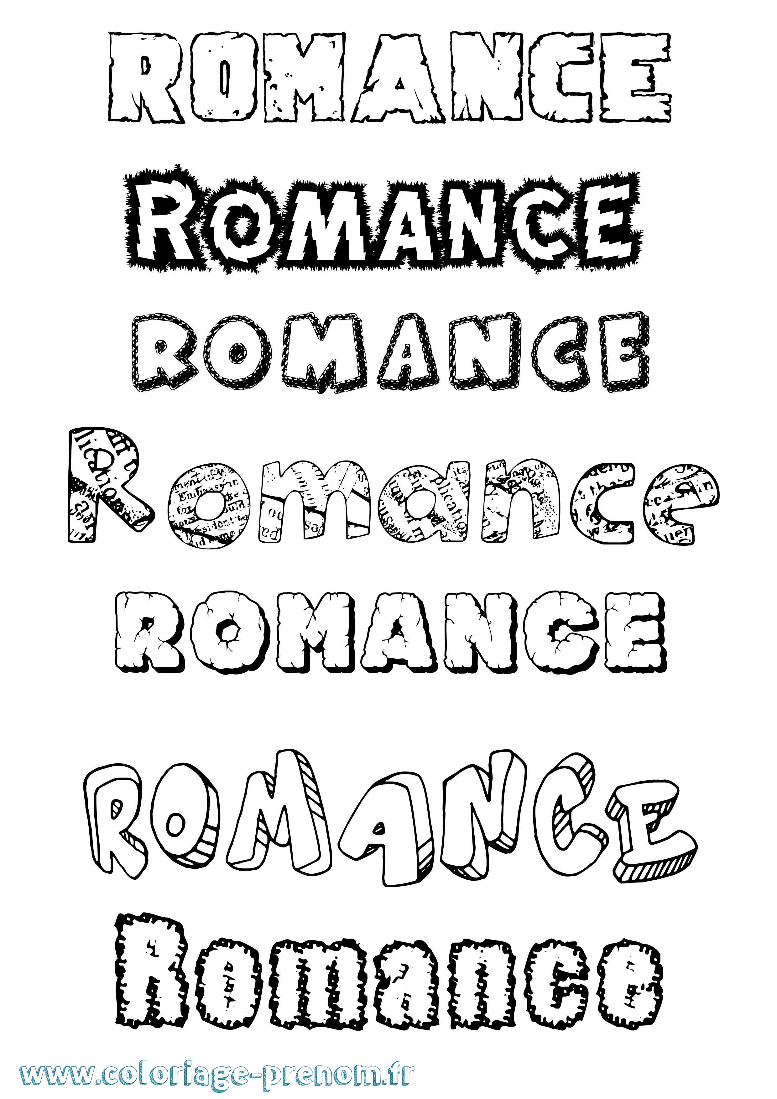 Coloriage Romance Destructuré Coloriage prénom Romance Destructuré