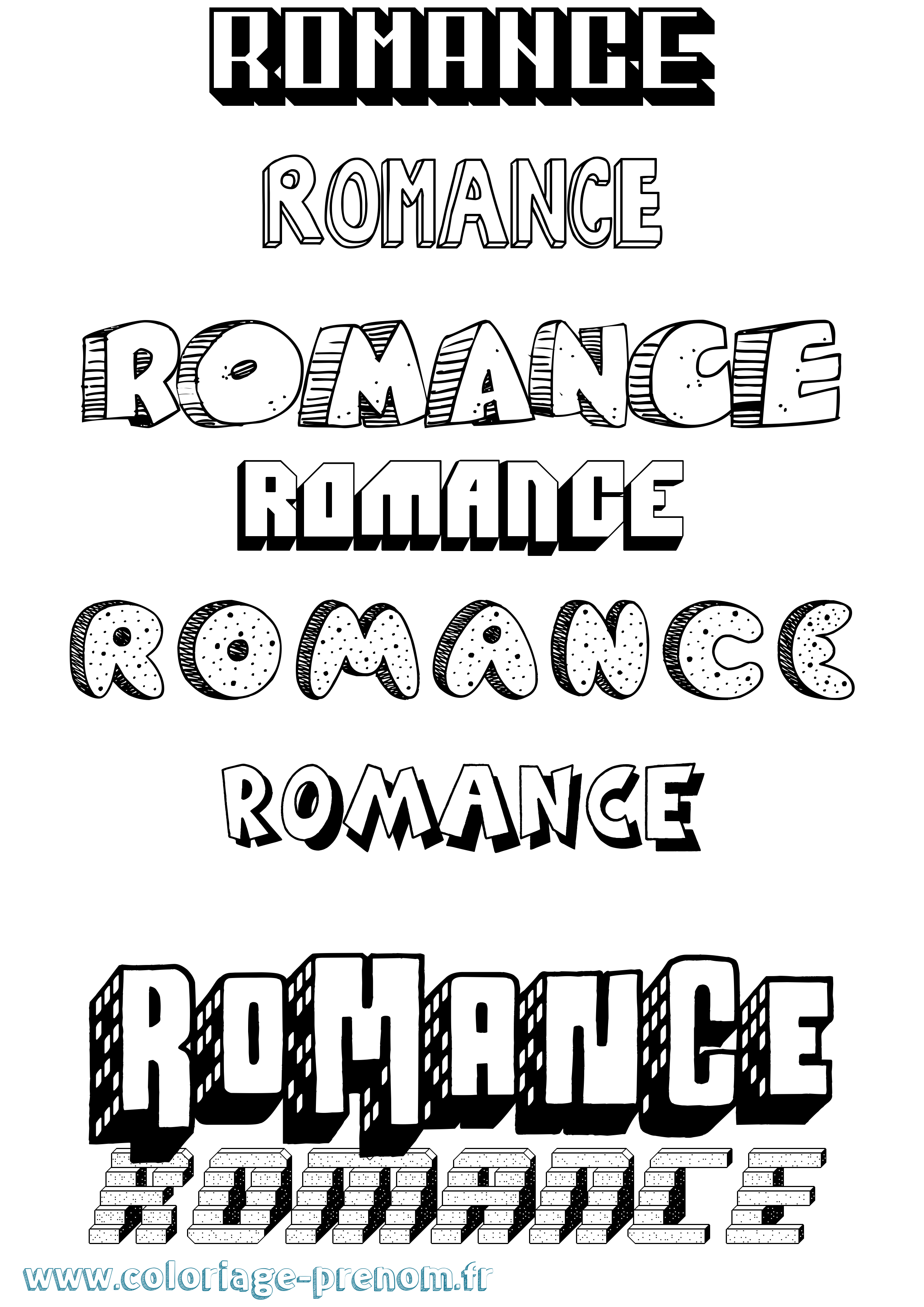 Coloriage Romance Effet 3D Coloriage prénom Romance Effet 3D