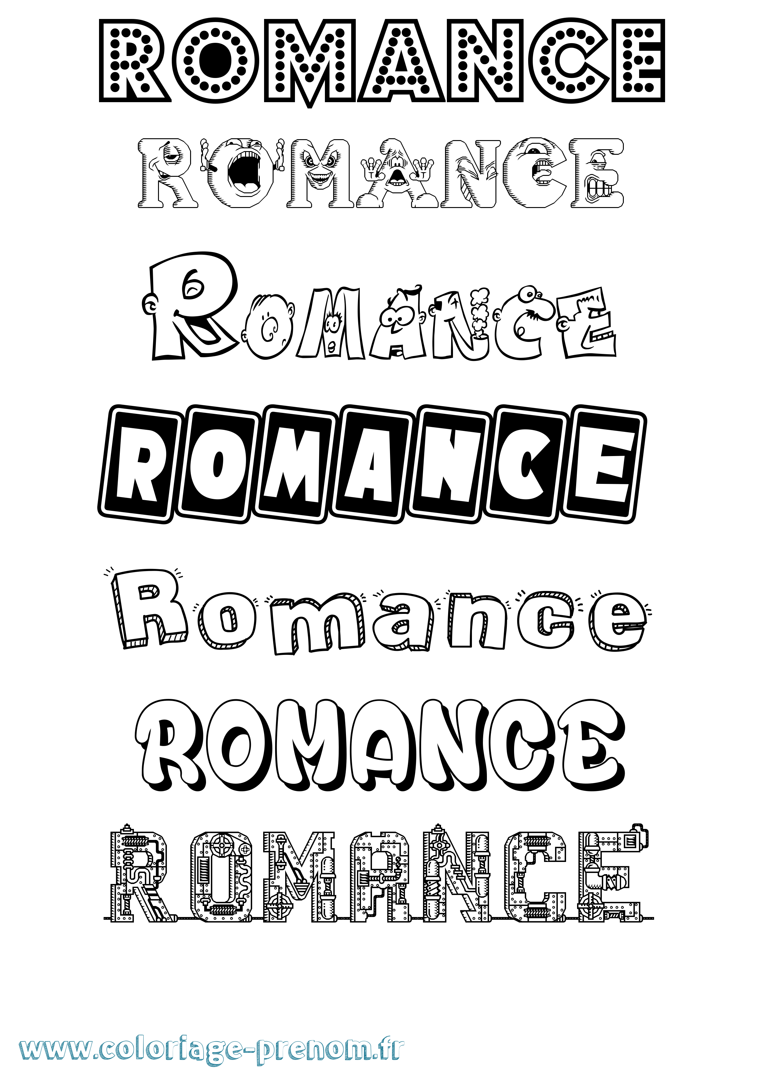 Coloriage Romance Fun Coloriage prénom Romance Fun