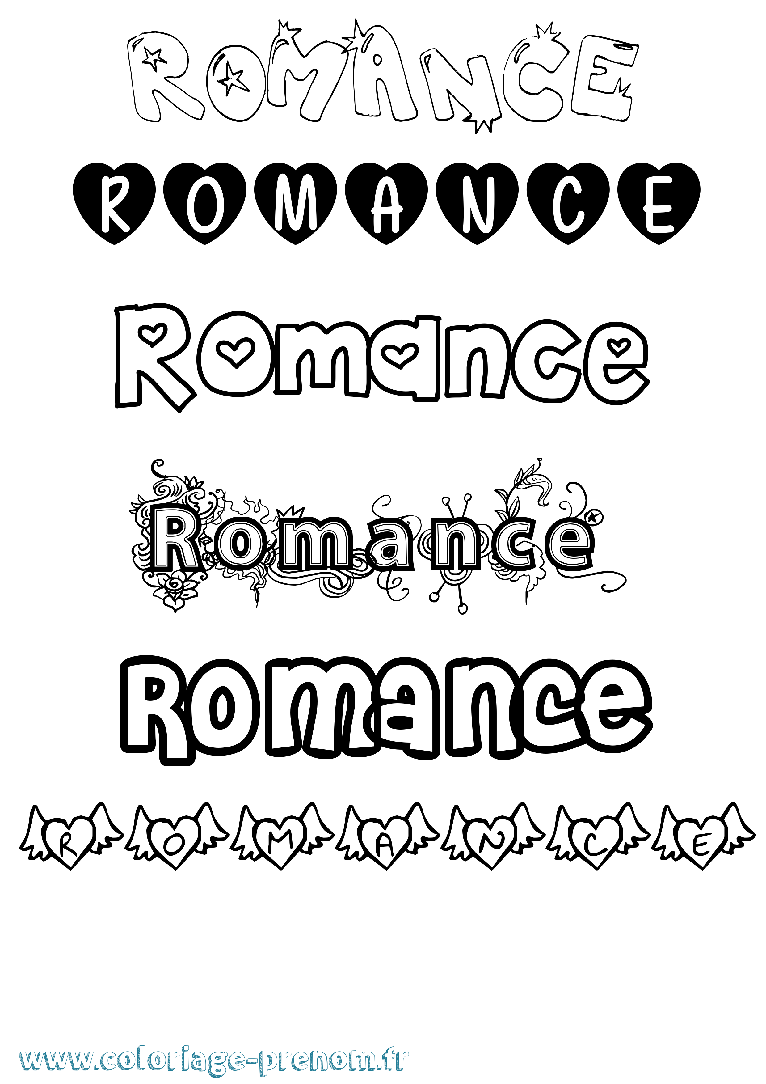 Coloriage Romance Girly Coloriage prénom Romance Girly