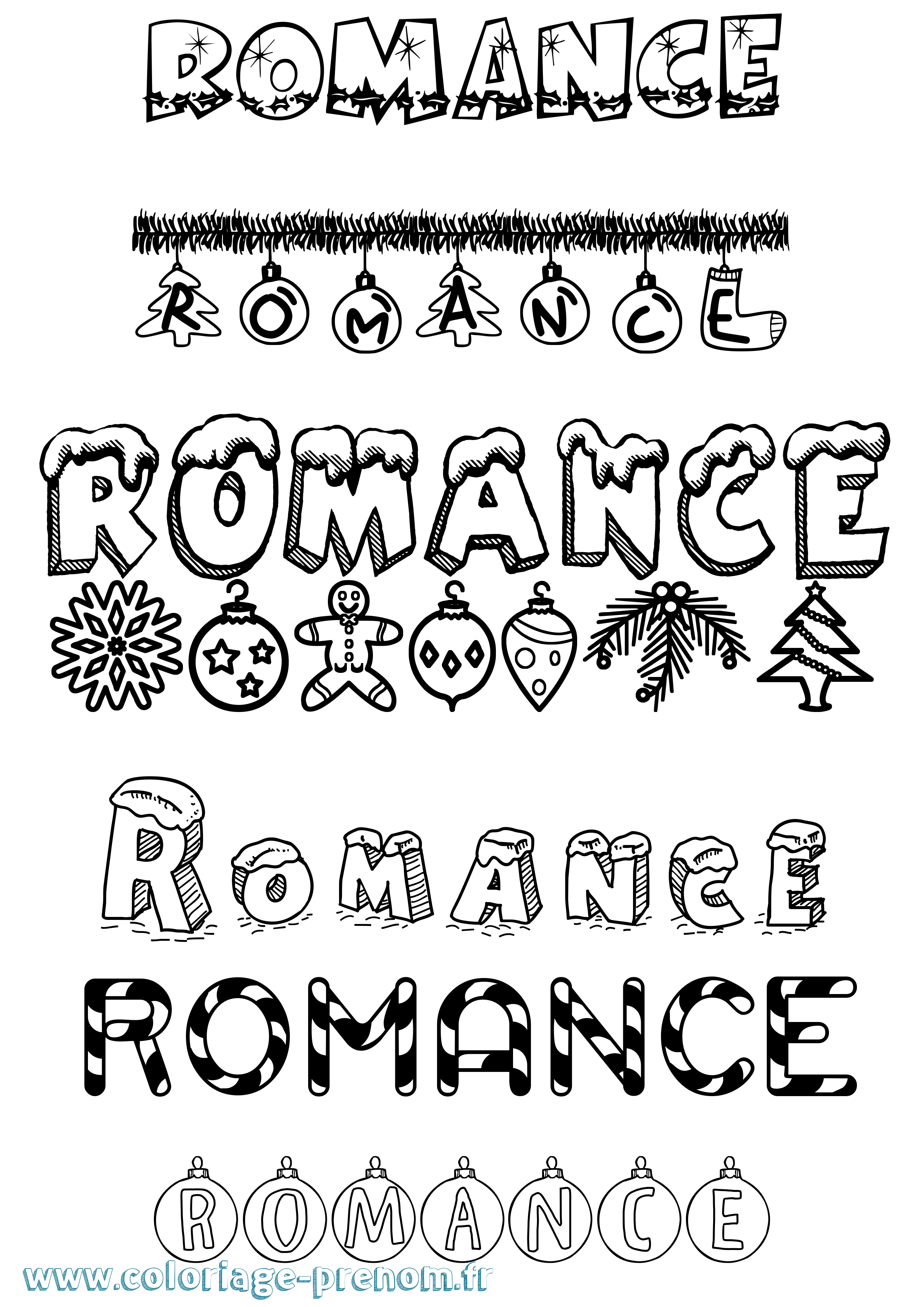 Coloriage Romance Noël Coloriage prénom Romance Noël
